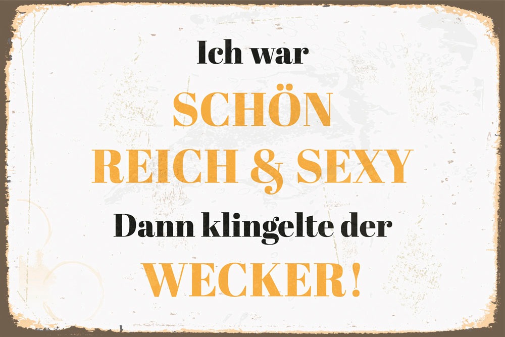 queence Metallbild "Reich, Schön & Sexy", Schriftzüge-Schriftzug, (1 St.), günstig online kaufen