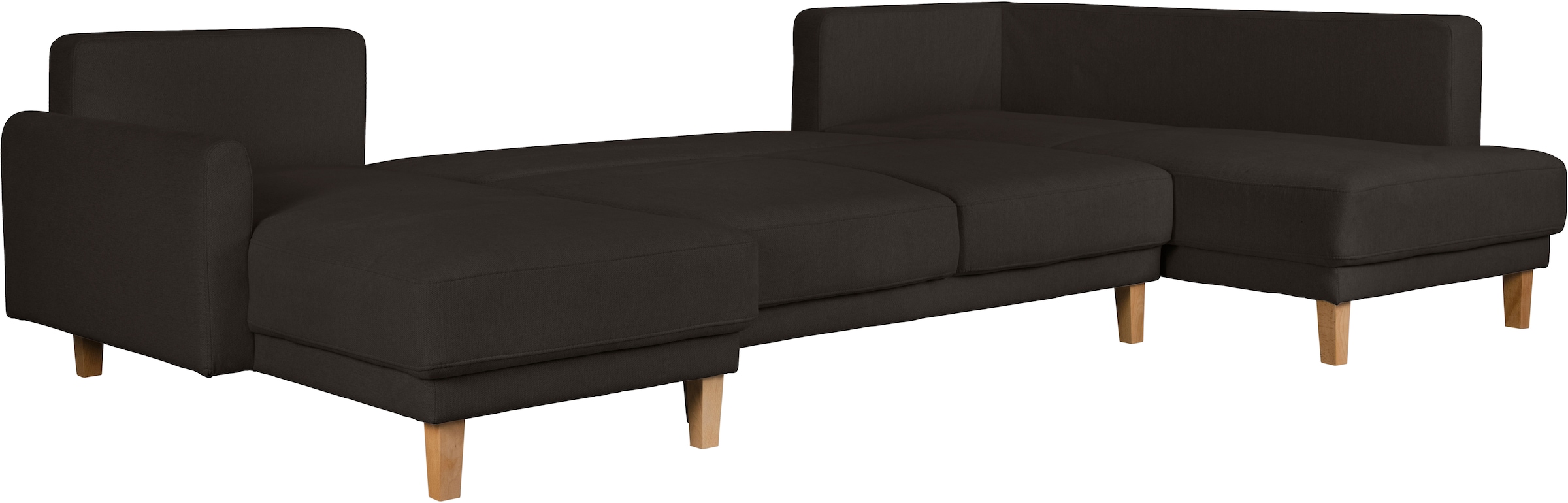 Home affaire Wohnlandschaft »TRIPLO U-Form wahlweise mit Schlaffunktion, B/T/H: 310/192/90 cm«, Schlafsofa, auch mit Bettkasten, Steppung im Rückenkissen