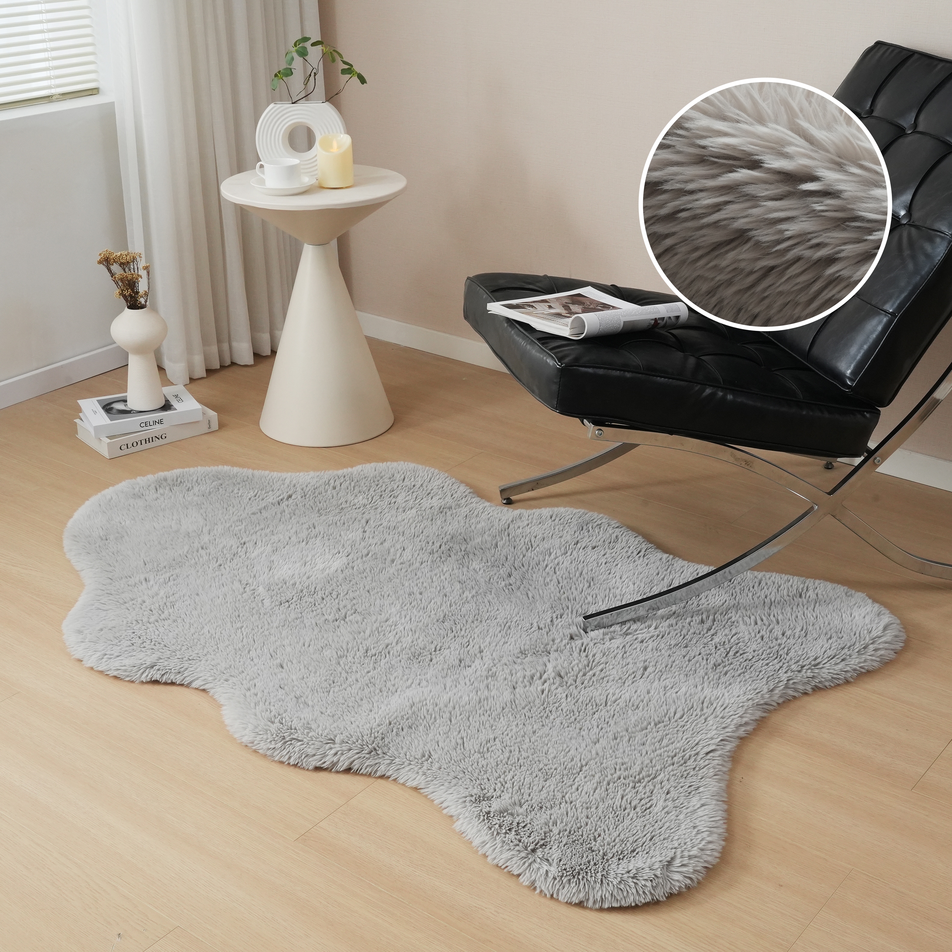 OTTO home Hochflor-Teppich "Mollin, Fellform, leichter Glanz" rechteckig 30 mm Höhe Kunstfell, Fellimitat, waschbar, flauschig, weich, Wohnzimmer