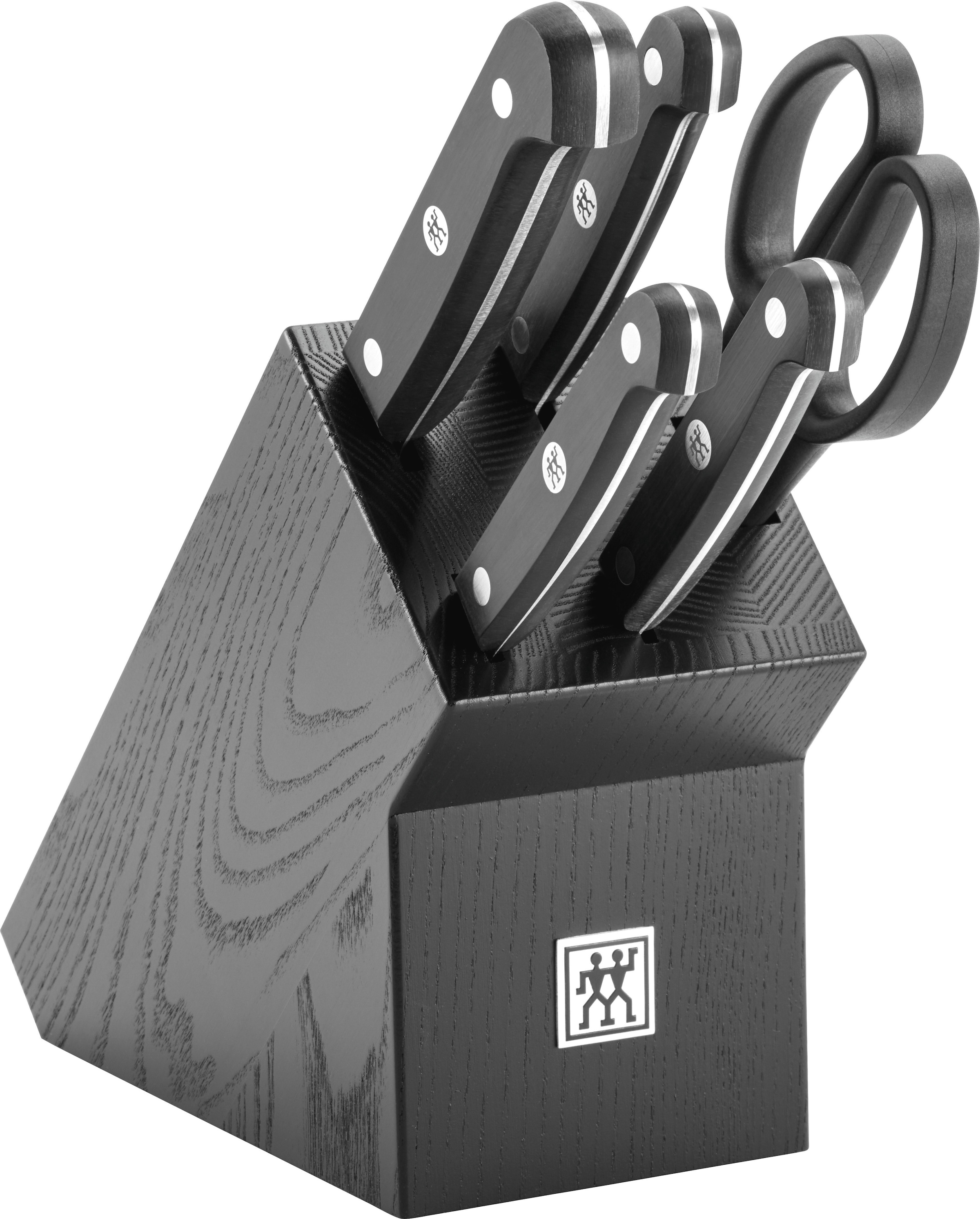 ZWILLING Messerblock "Gourmet", B:9cm, schwarz, Messerblöcke, Messerblock mit 4 Messern + 1 Schere, Buche, Sonderschmelze, Schwarz