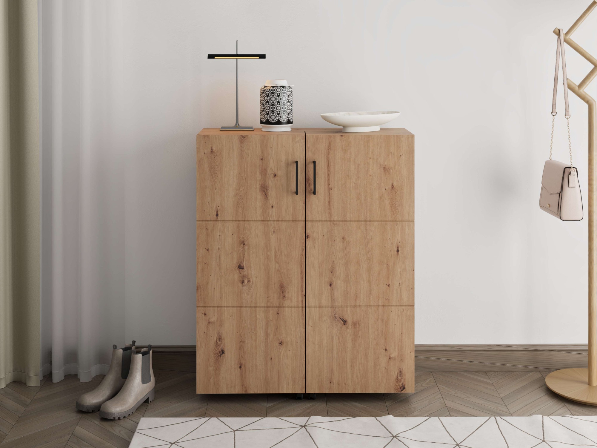 Home affaire Schuhschrank "Islay, Drehtüren auf Rollen, B/T/H: 91,6/32,4/113,2 cm" Schuhkommode mit Platz für ca. 24 Paar Schuhe bis Gr. 40