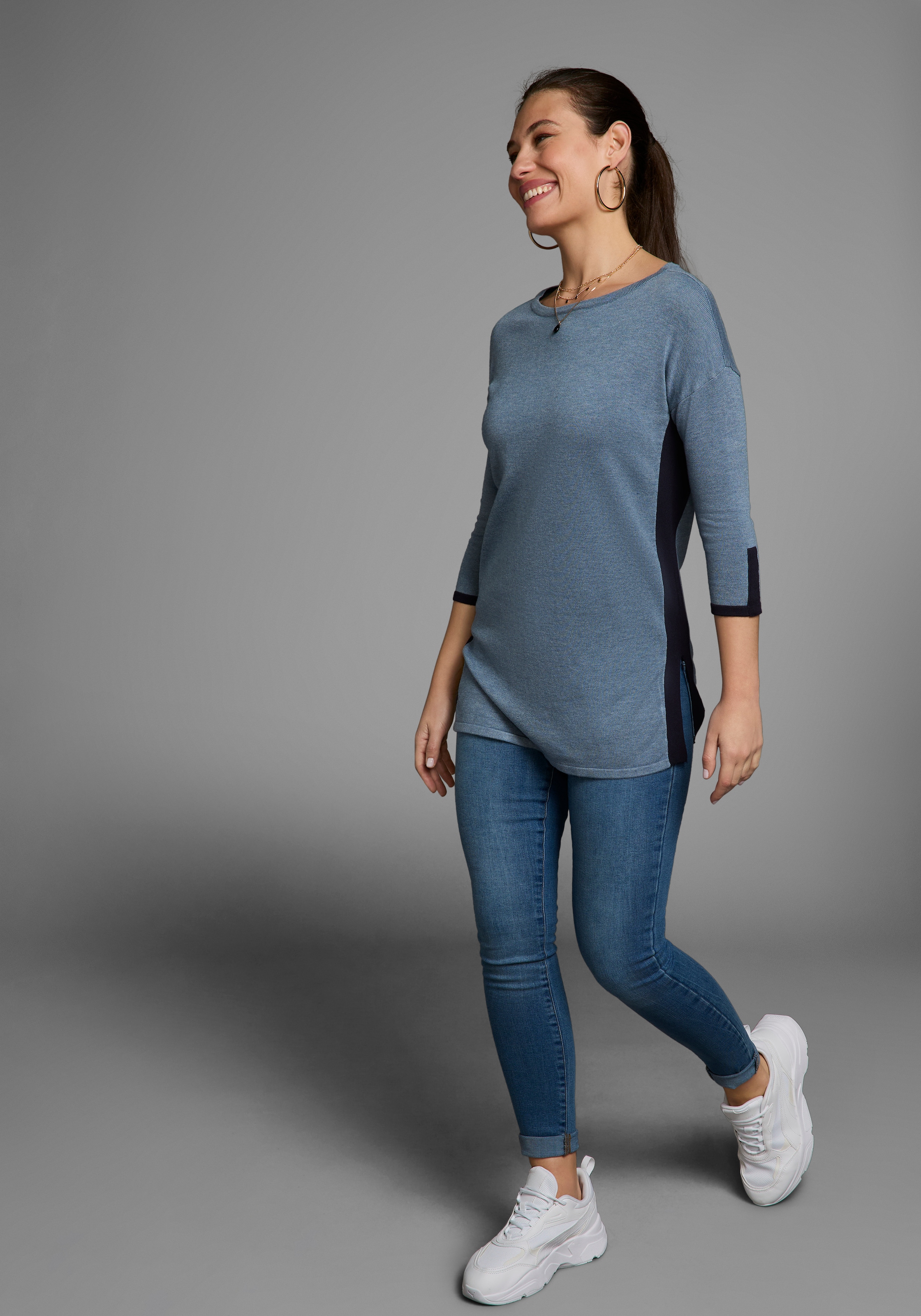 Laura Scott Longpullover, in Kontrastfarben