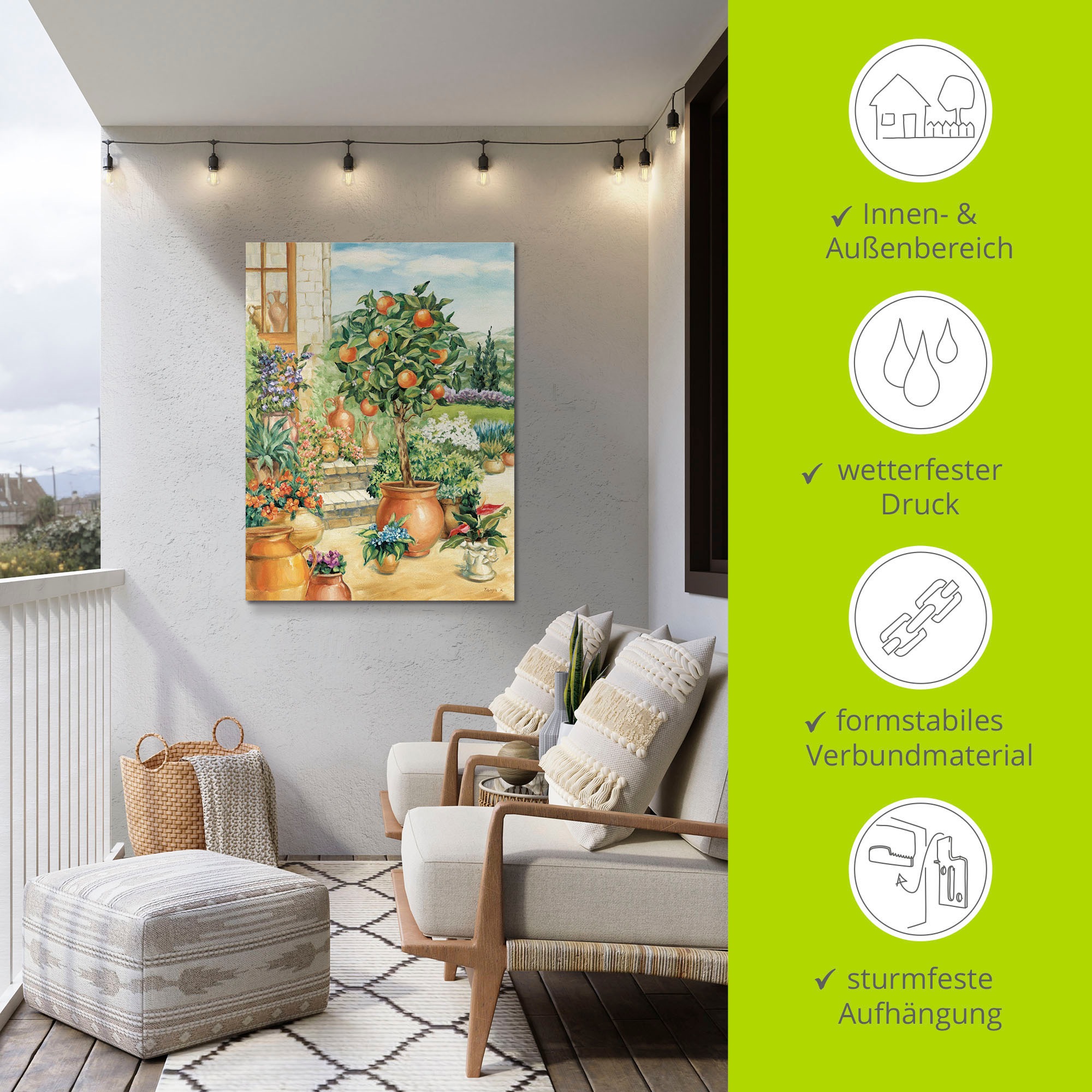 Artland Wandbild »Orangenbaum im Garten«, Garten, (1 St.), als Alubild, Outdoorbild, Leinwandbild, Poster, Wandaufkleber