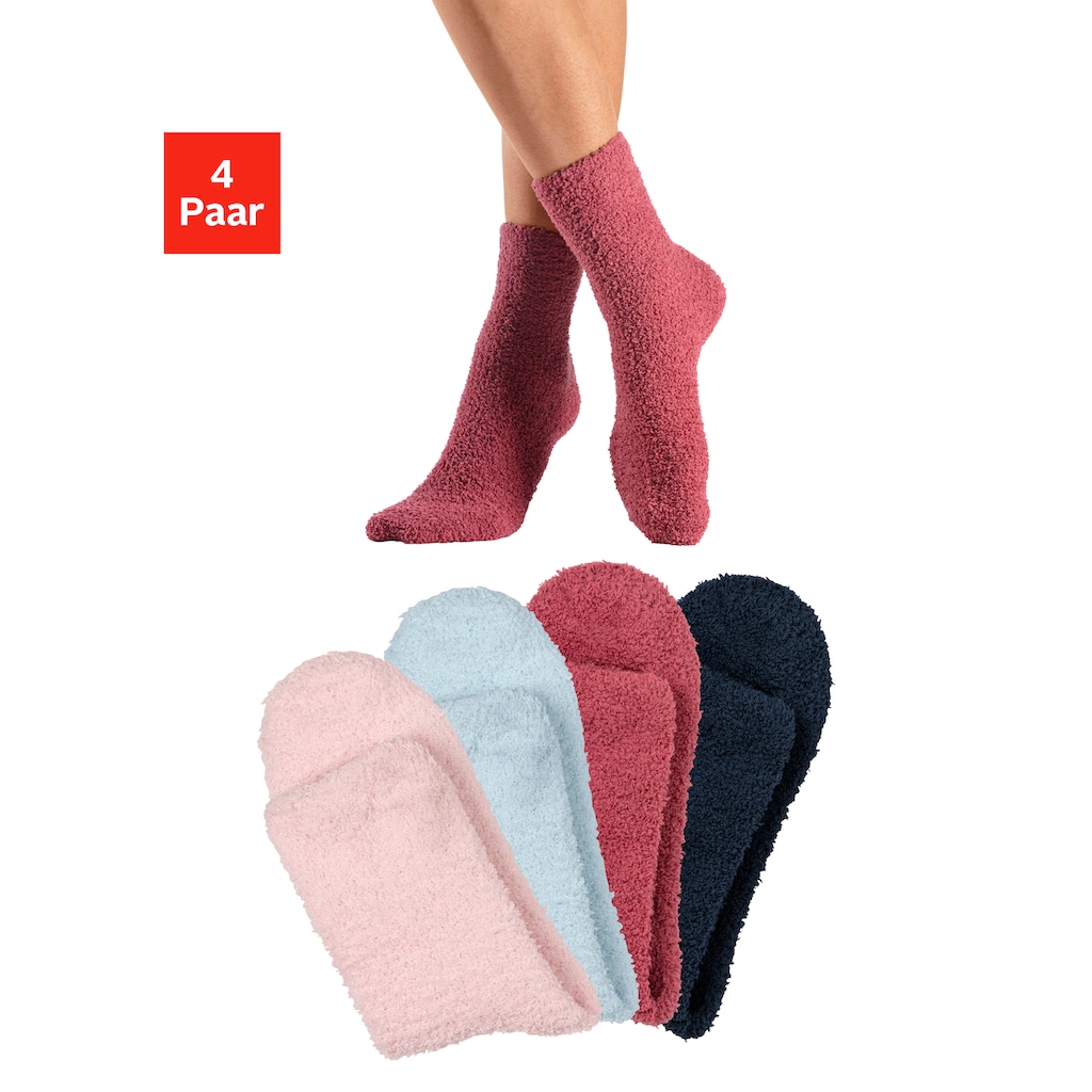 LASCANA Kuschelsocken (Packung 4 Paar) weich und warm aus Flausch-Qualität