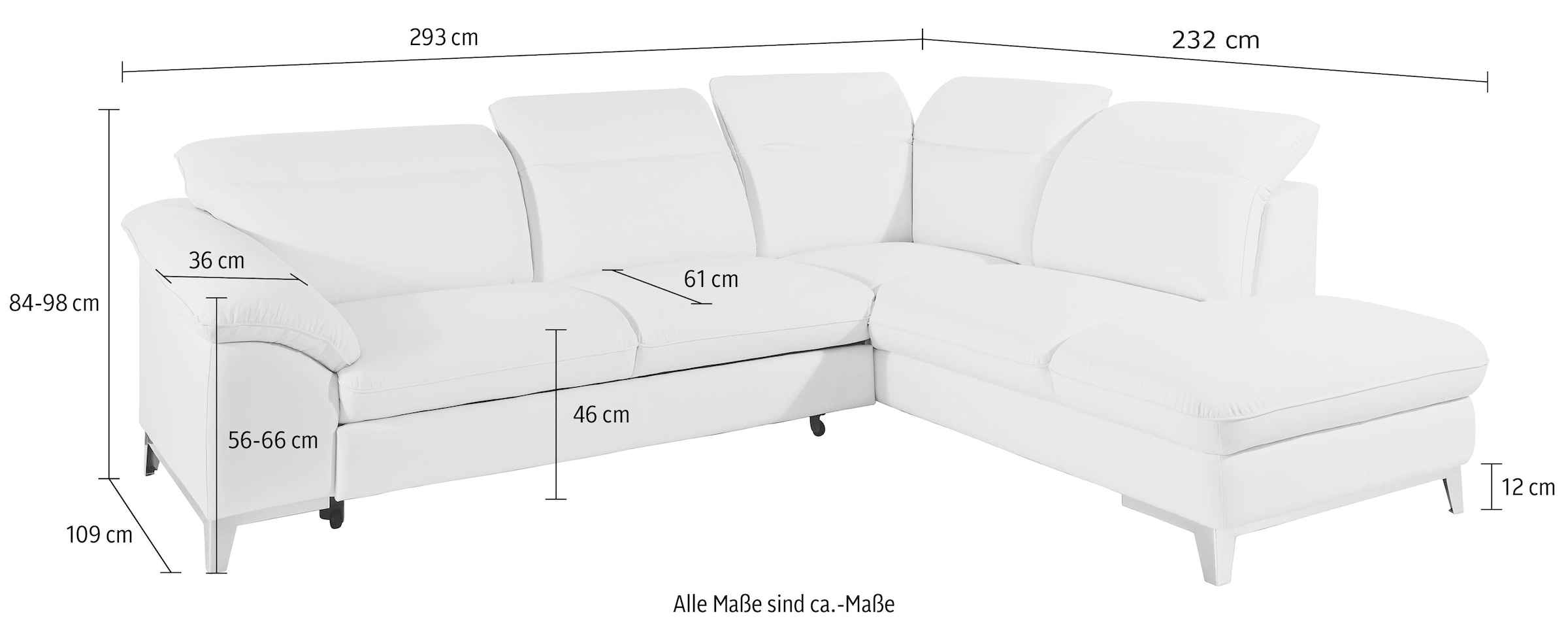 COTTA Ecksofa »Teresa L-Form«, mit Kopfteilverstellung, wahlweise mit Bettfunktion