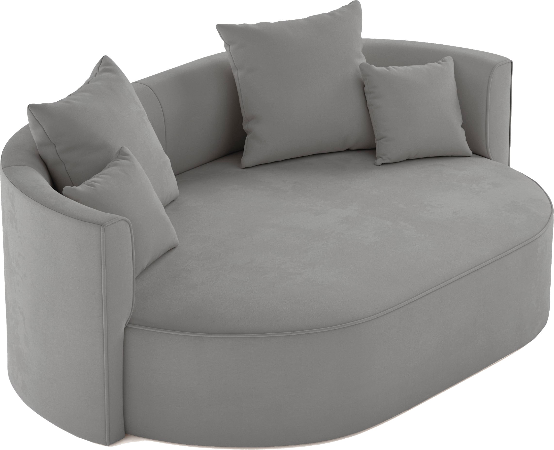 LeGer Home by Lena Gercke 2,5-Sitzer »ISALIE, rundes Loungesofa, mit Kissen, perfekt gepolstert«, moderne Stoffe, mit 4 Zierkissen, extra große Sitzfläche