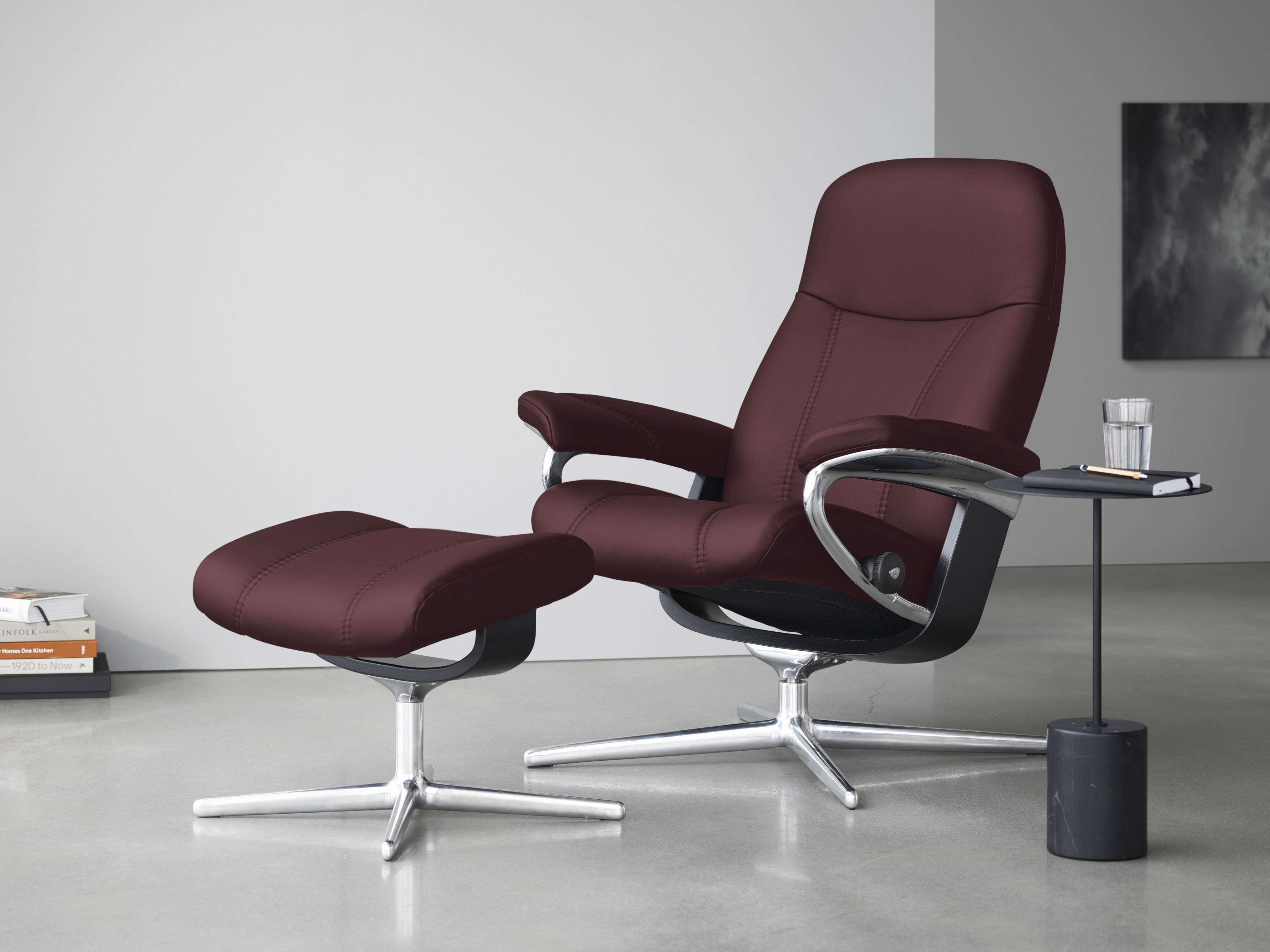 Stressless Relaxsessel "Consul" mit Cross Base, Größe S, M & L, Holzakzent Schwarz