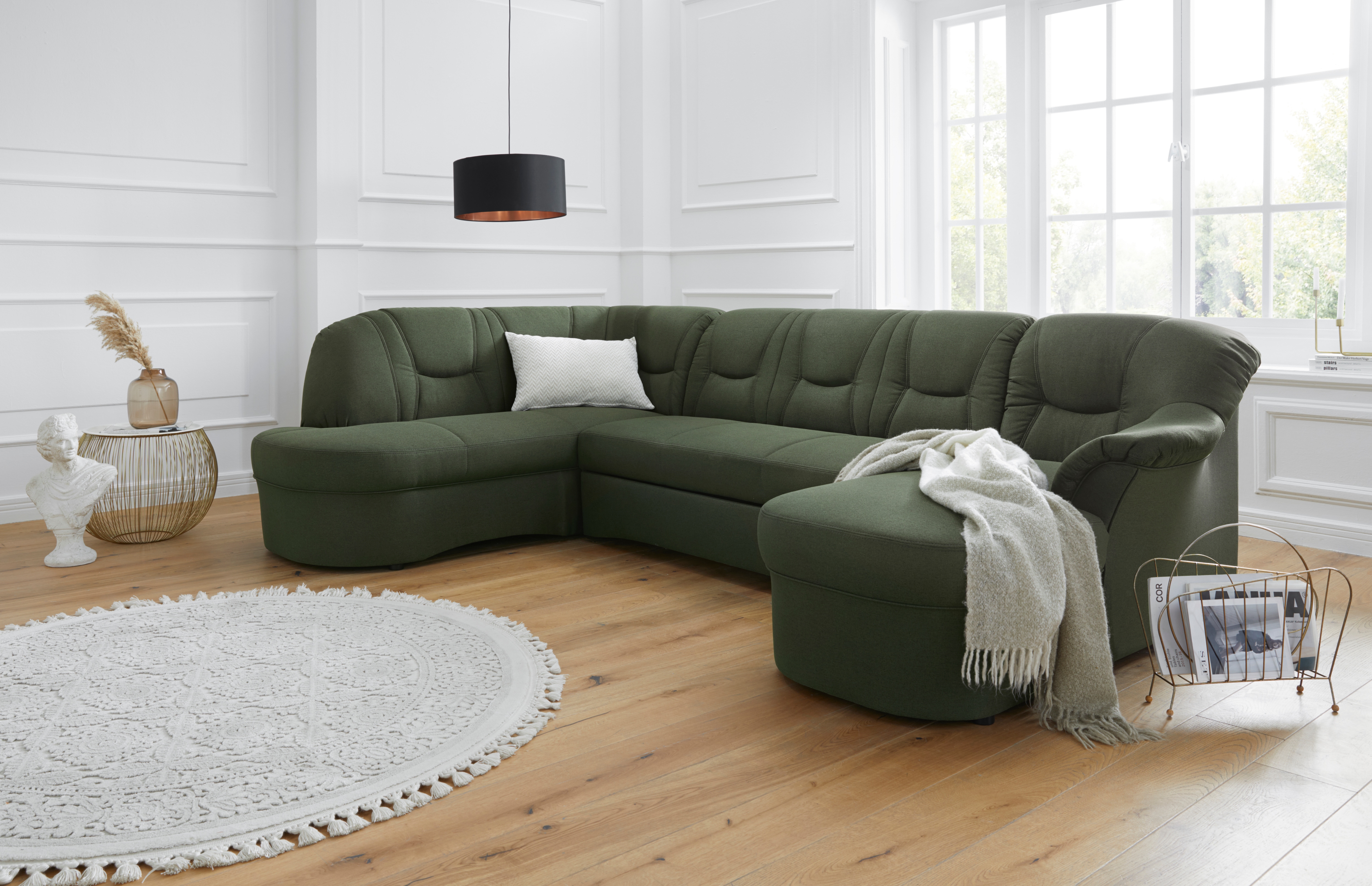 DOMO collection "SARAFINA 295x83x180 cm, auch mit Federkern für mehr Sitzkomfort" whlw. mit Bettfunktion, elegantes Design, U-Form