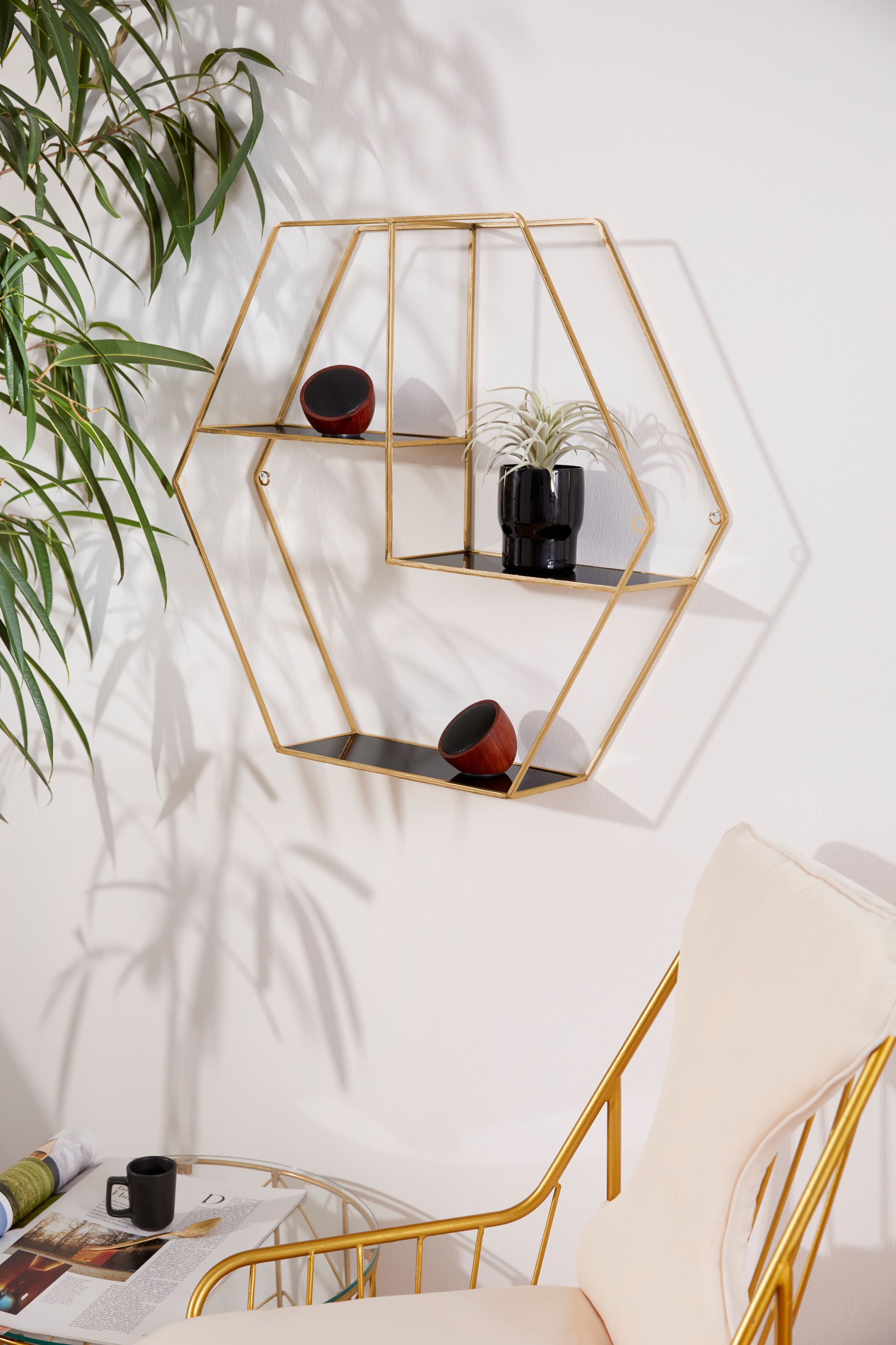 Element, »Hexagon«, in modernem goldfarben, sechseckiges | BAUR Design Leonique bestellen Deko-Wandregal