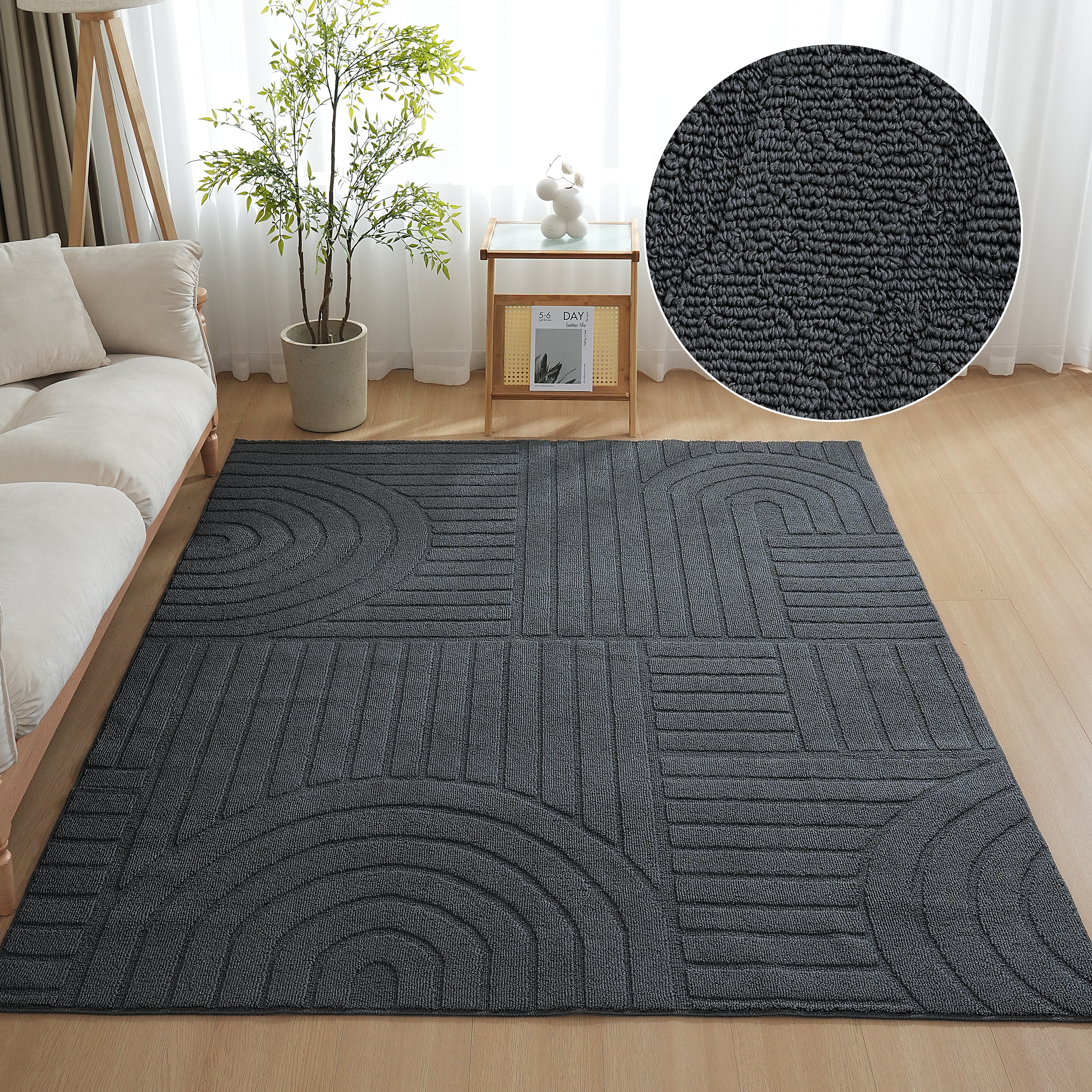 OTTO home Teppich "Neele, Boho-Design, Hoch-Tief, waschbar" rechteckig 12 mm Höhe 3D Optik, Skandinavisch, Designteppich, Wohnzimmer, Schlafzimmer