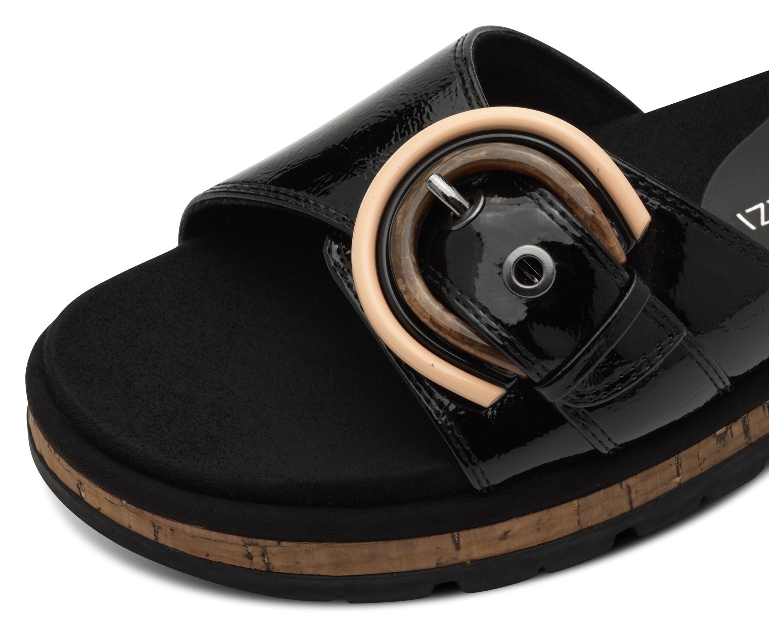 MARCO TOZZI Pantolette, Plateau, Sommerschuh, Schlupfschuh mit dekorativer Schnalle