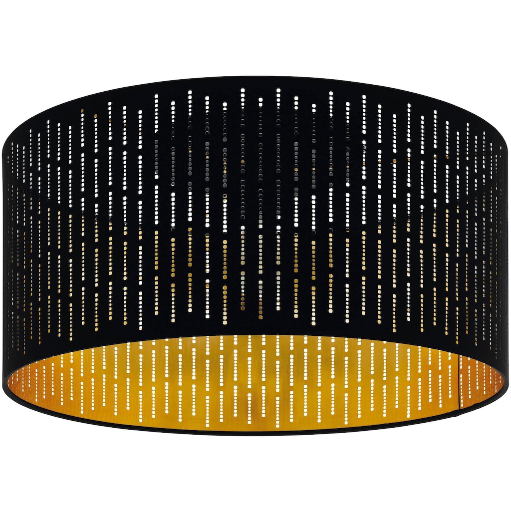 EGLO Deckenleuchte »VARILLAS«, 1 flammig-flammig, Deckenleuchte aus Stahl und Textil, Flurlampe Decke, schwarz gold, E27