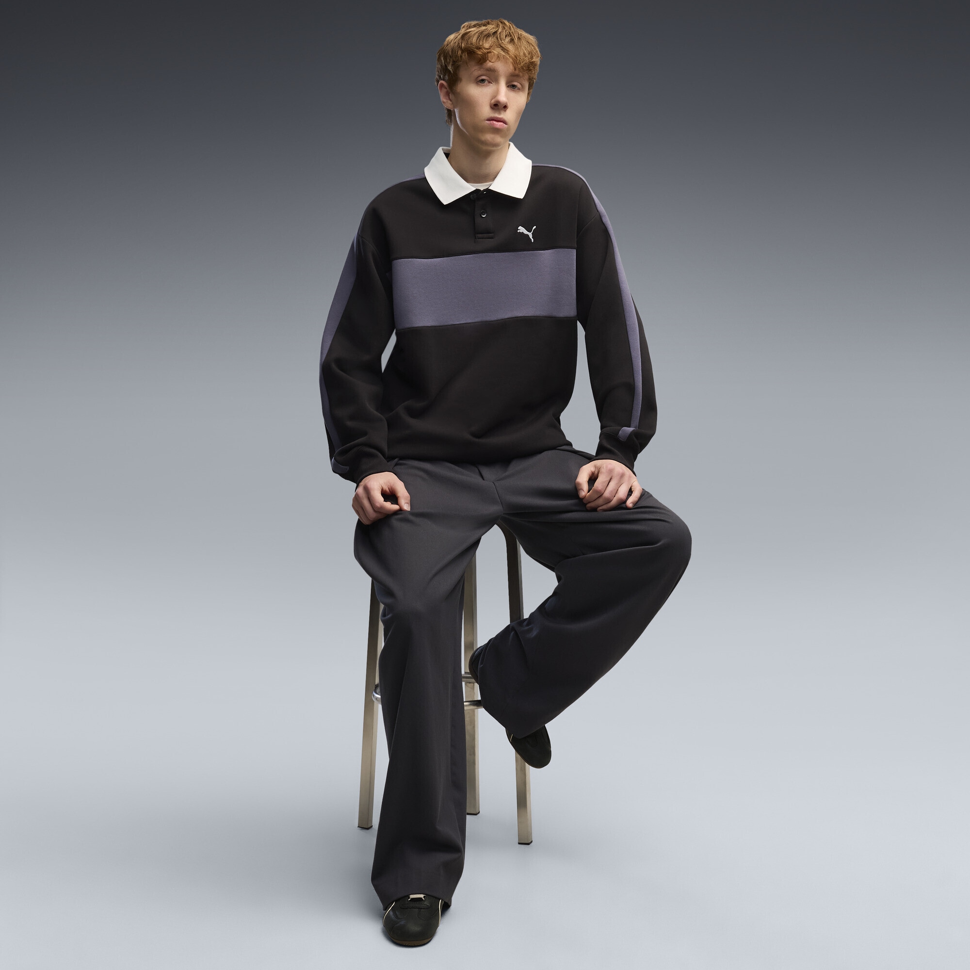 PUMA Sweatshirt »T7 Relaxed Polo Sweatshirt mit Rundhalsausschnitt Herren«
