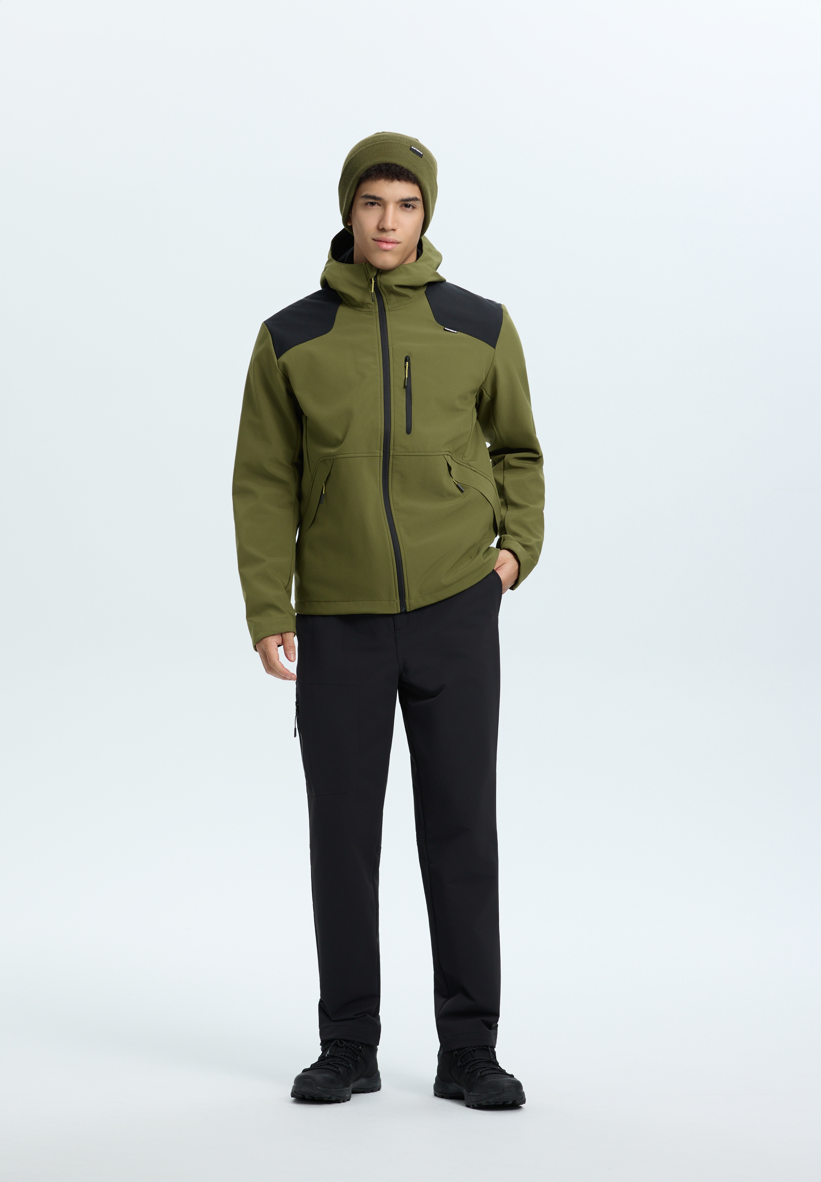 Icepeak Softshelljacke "ICEPEAK BUXTON" wasserabweisend, mit fester, zweifach verstellbarer Kapuze