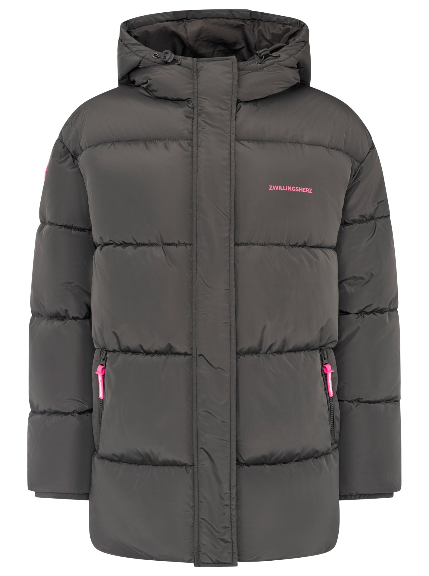 Zwillingsherz Steppjacke »„Love More“« Kapuze mit Tunnelzug, verdeckter Reißverschluss, dezente Details
