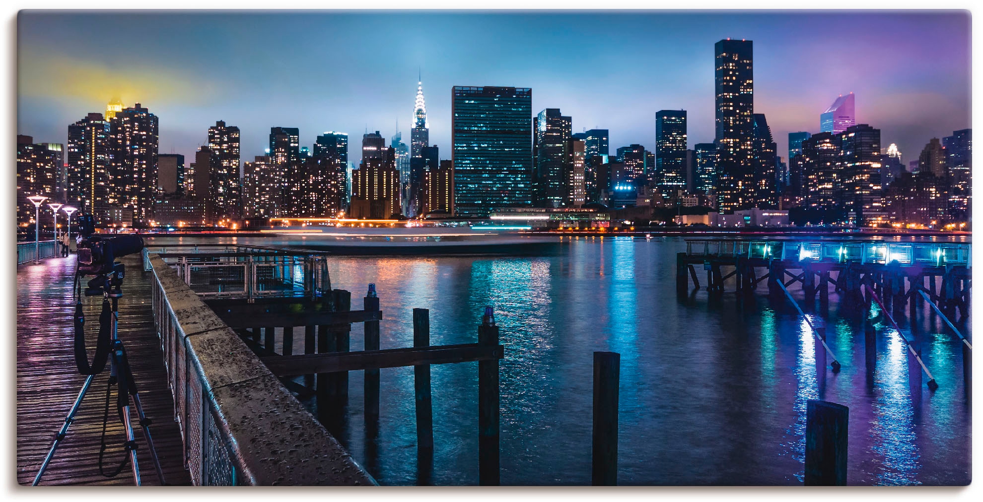 Artland Wandbild "New York Manhattan im Abendlicht", Amerika, (1 St.), als Leinwandbild, Poster in verschied. Größen