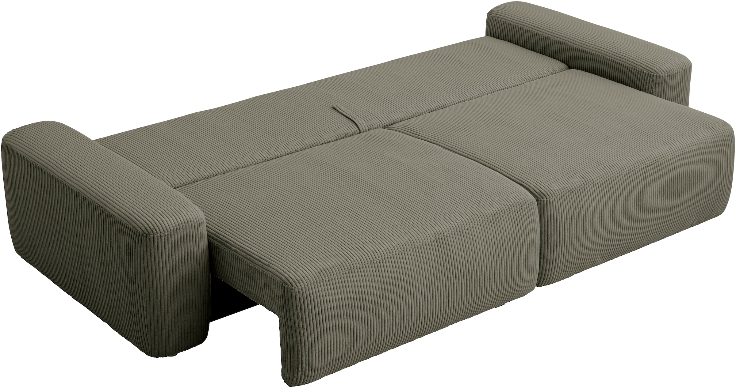 INOSIGN 3-Sitzer »TORGE (257cm), Sofa,Schlafsofa in Cord, Samtvelours, Struktur fein«, rundes Design, Schlaffunktion u. Bettkasten, Liegefläche: 135/200 cm