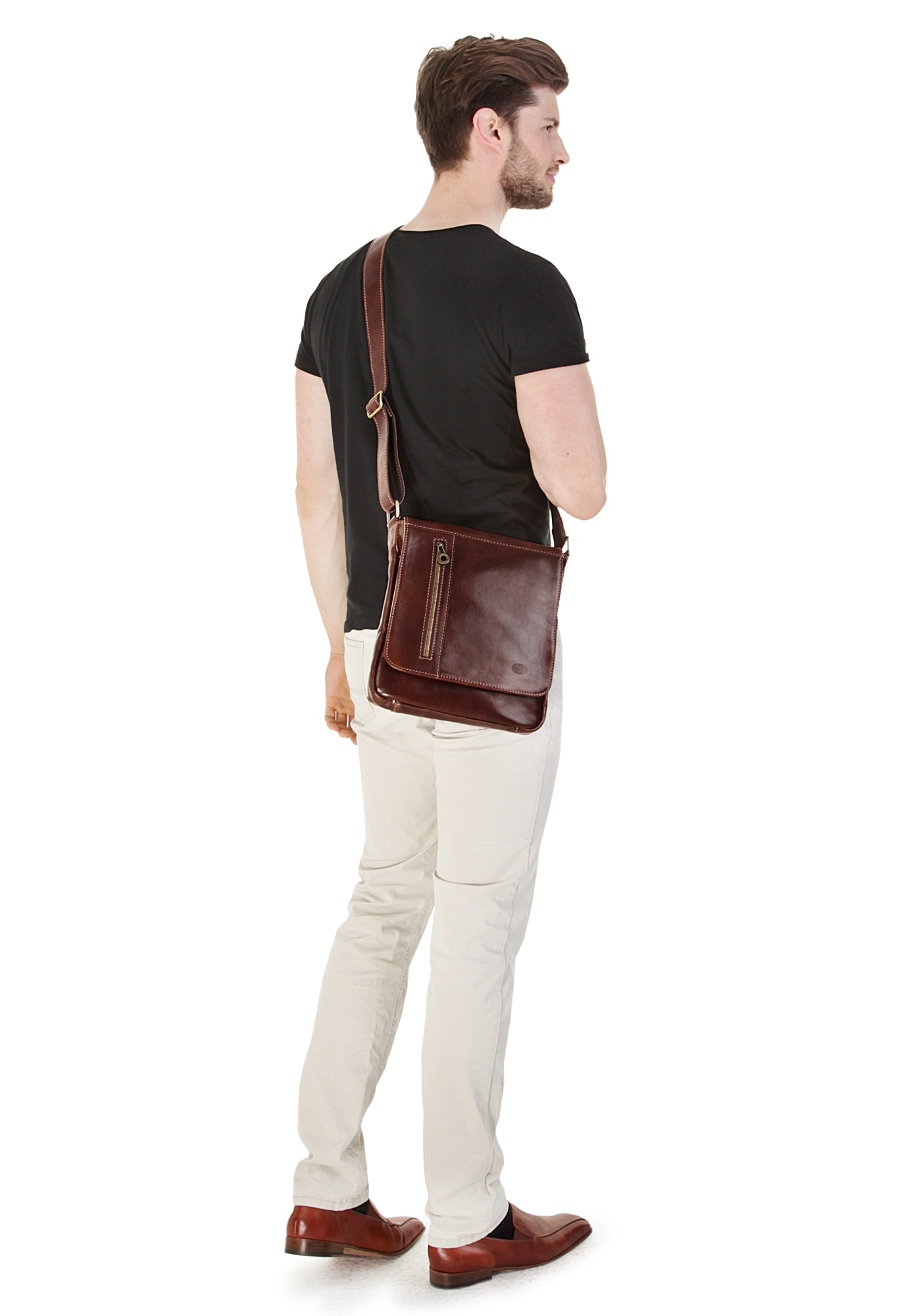 Piké Umhängetasche, echt Leder, Made in Italy