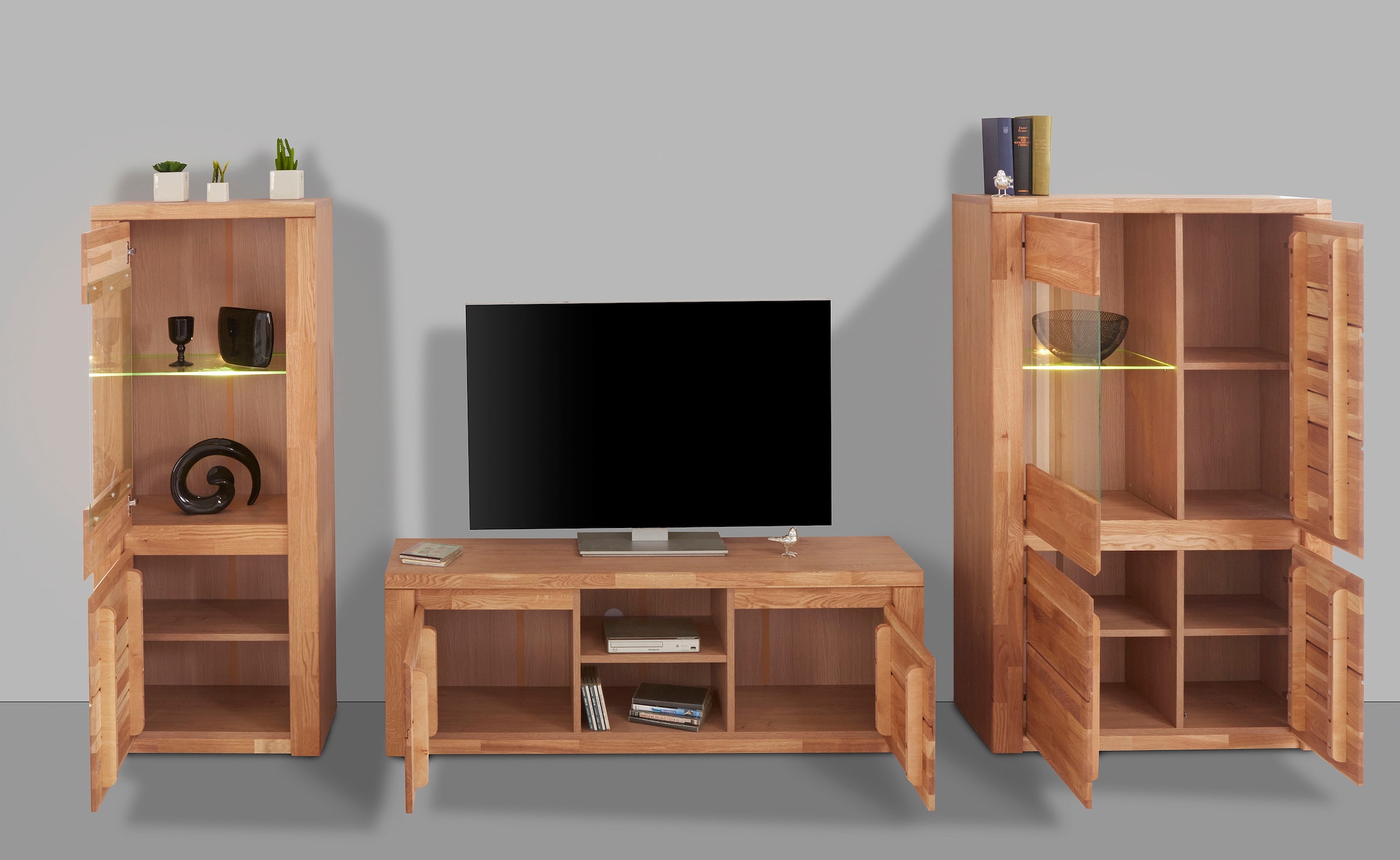 Home affaire Wohnwand »Burani«, (Set, 3 St.), teilmassives Holz