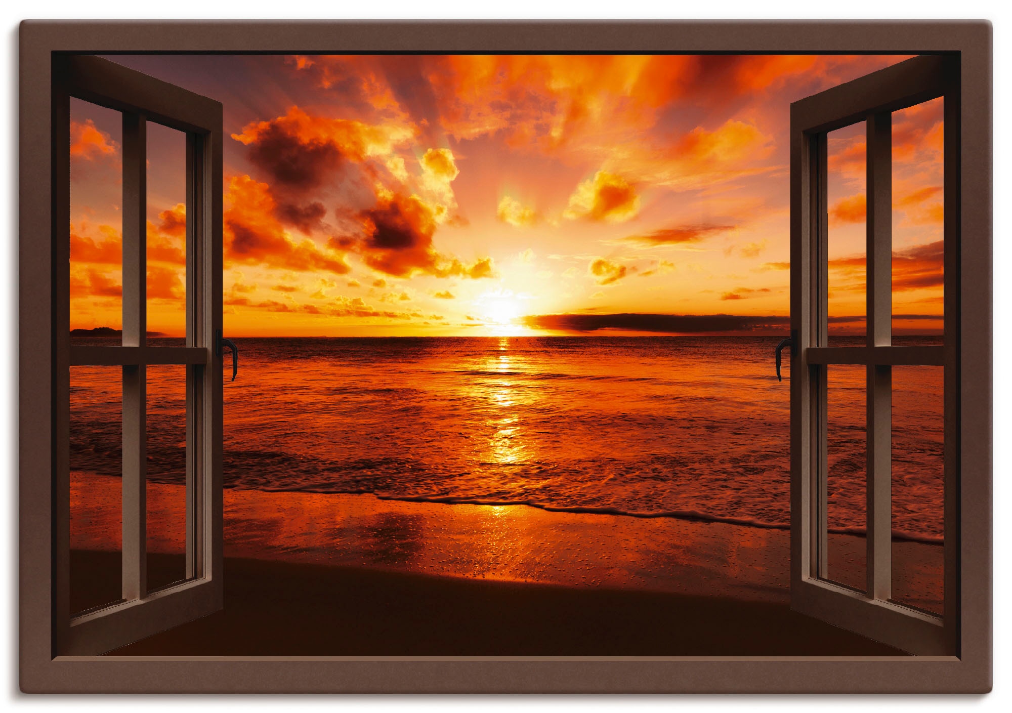Artland "Fensterblick Sonnenuntergang am Strand" Fensterblick 1 Stk. tlg. a günstig online kaufen