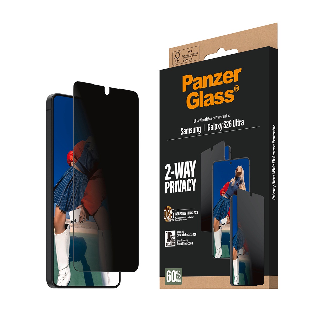 CARE by PanzerGlass Displayschutzglas »Ultra-Wide Fit 2-Way Screen Protector« für Samsung Galaxy S26 Displayschutzfolie, Schutzfolie, Bildschirmschutz, kratz- & stoßfest