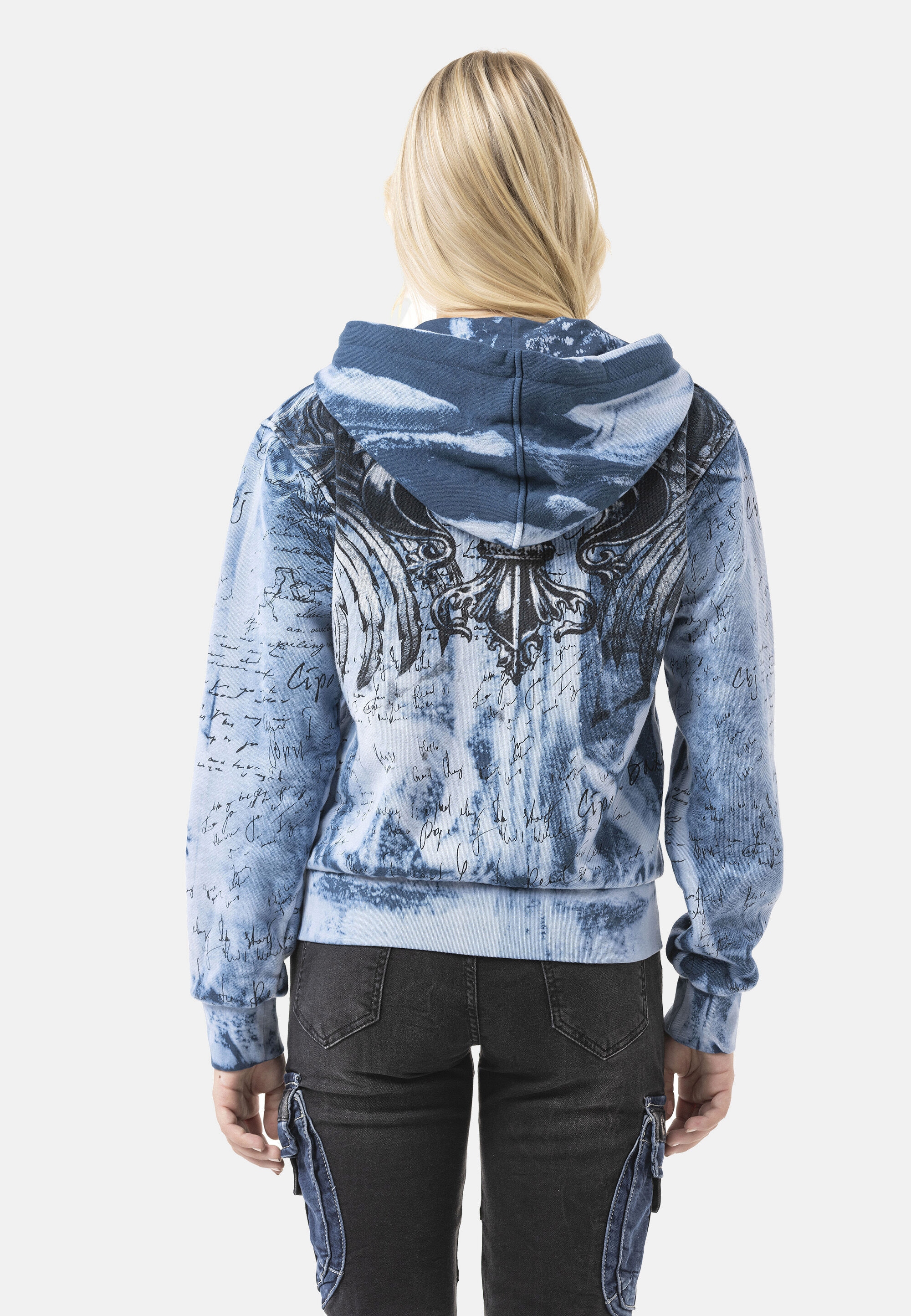 Cipo & Baxx Sweatjacke »WL379« 1 tlg. ausdrucksstarkes Tie-Dye-Muster, kombiniert mit Rückenprint