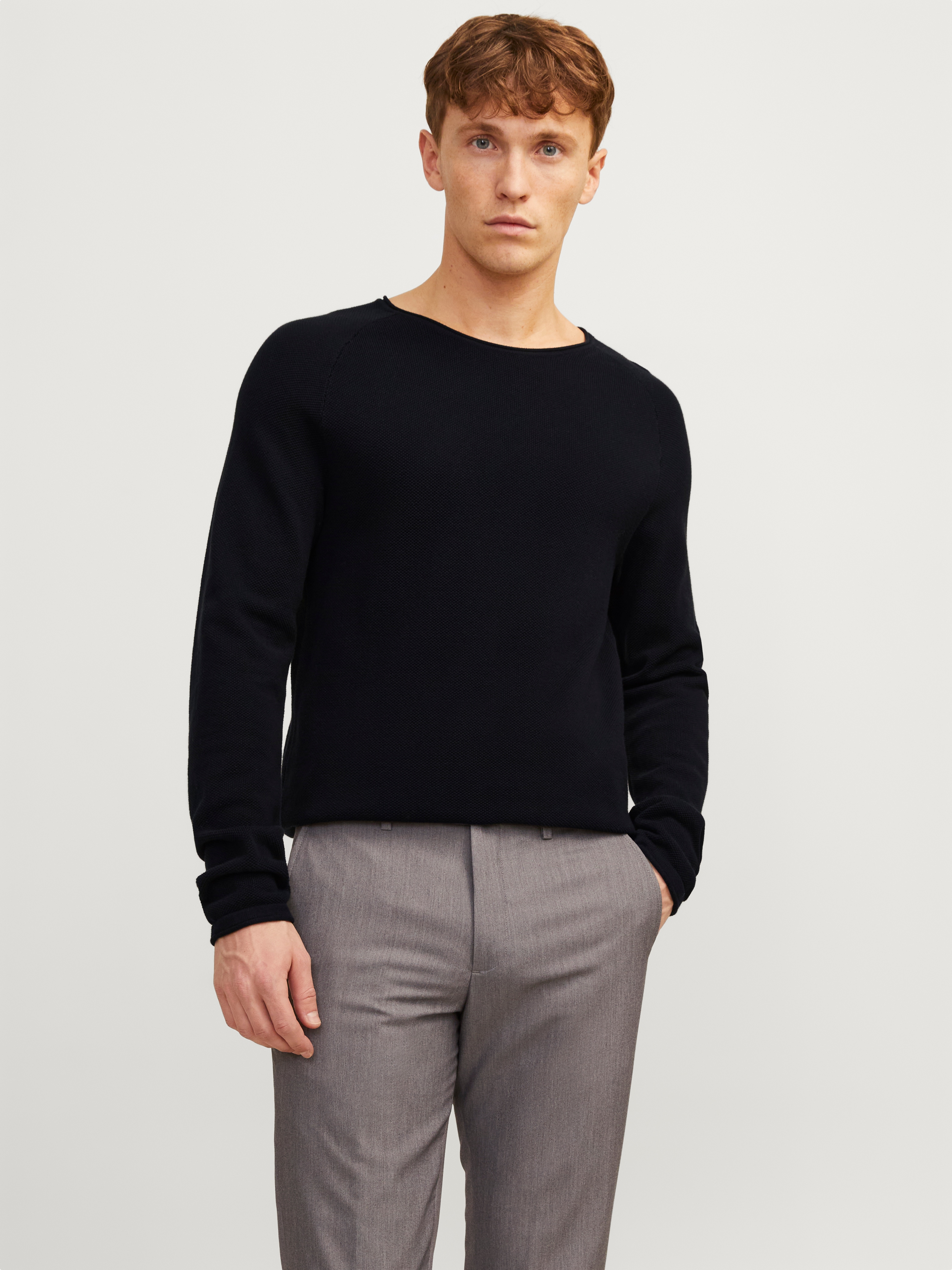 Jack & Jones Rundhalspullover "JJEHILL KNIT CREW NECK NOOS" Baumwolle, regular fit