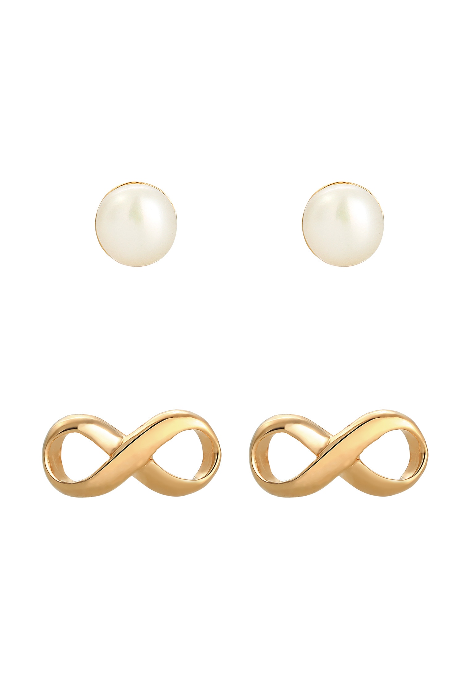 Elli Perlenohrringe »2er Set Infinity Süßwasserzuchtperle 925 Silber«