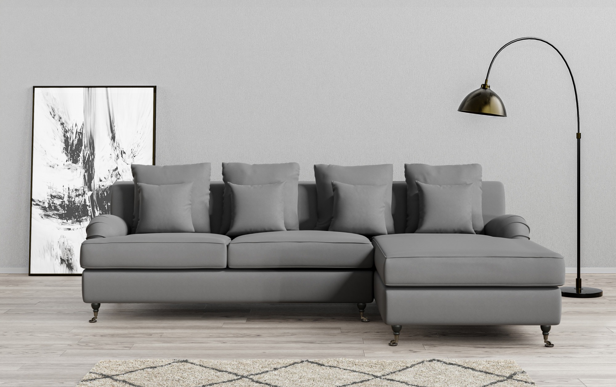 Guido Maria Kretschmer Home&Living Ecksofa »NORIN L-Form«, zwei Fußarten: vorne - Rollen, hinten - Holzfüße