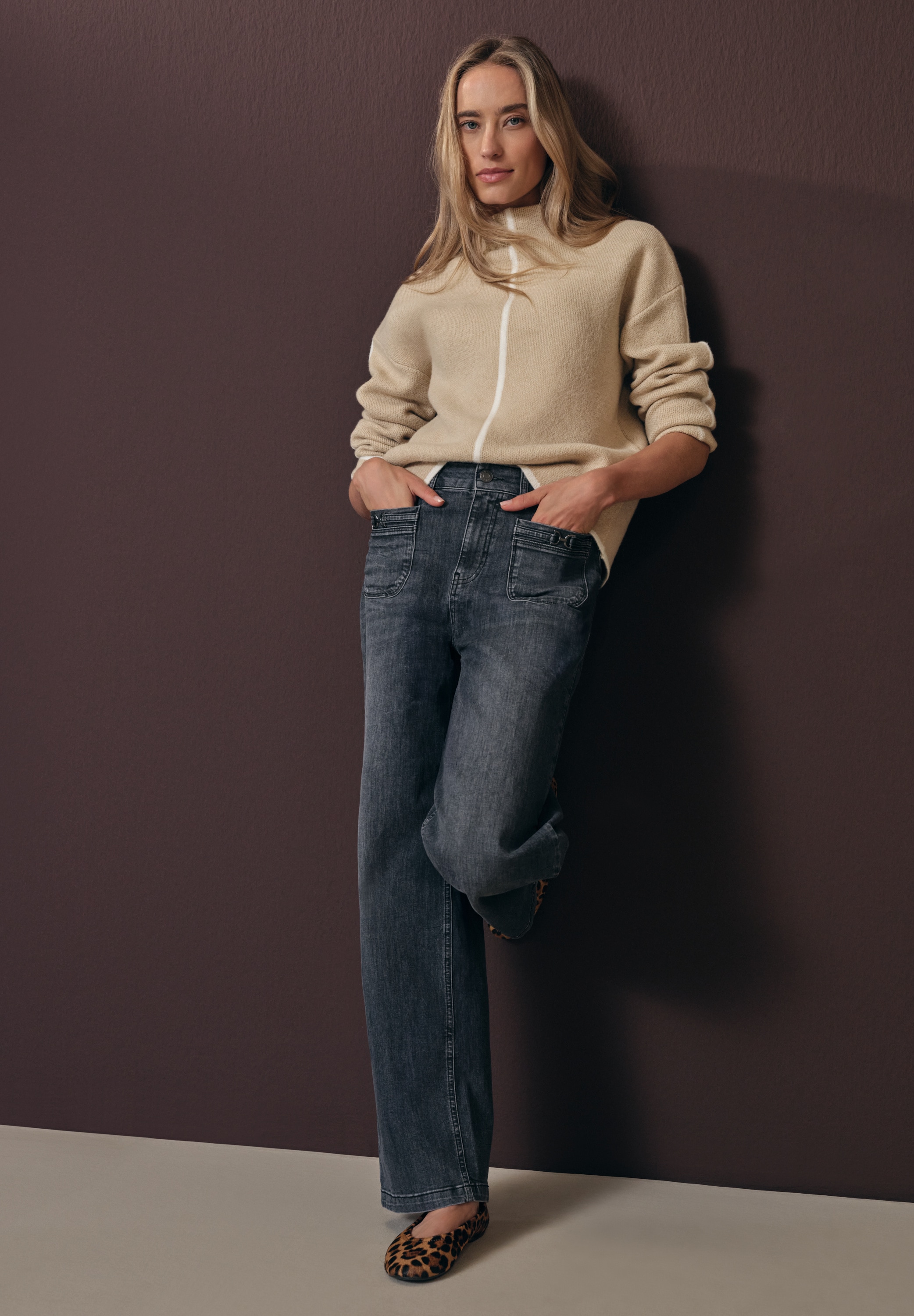 STREET ONE Strickpullover mit Kontrastdetails