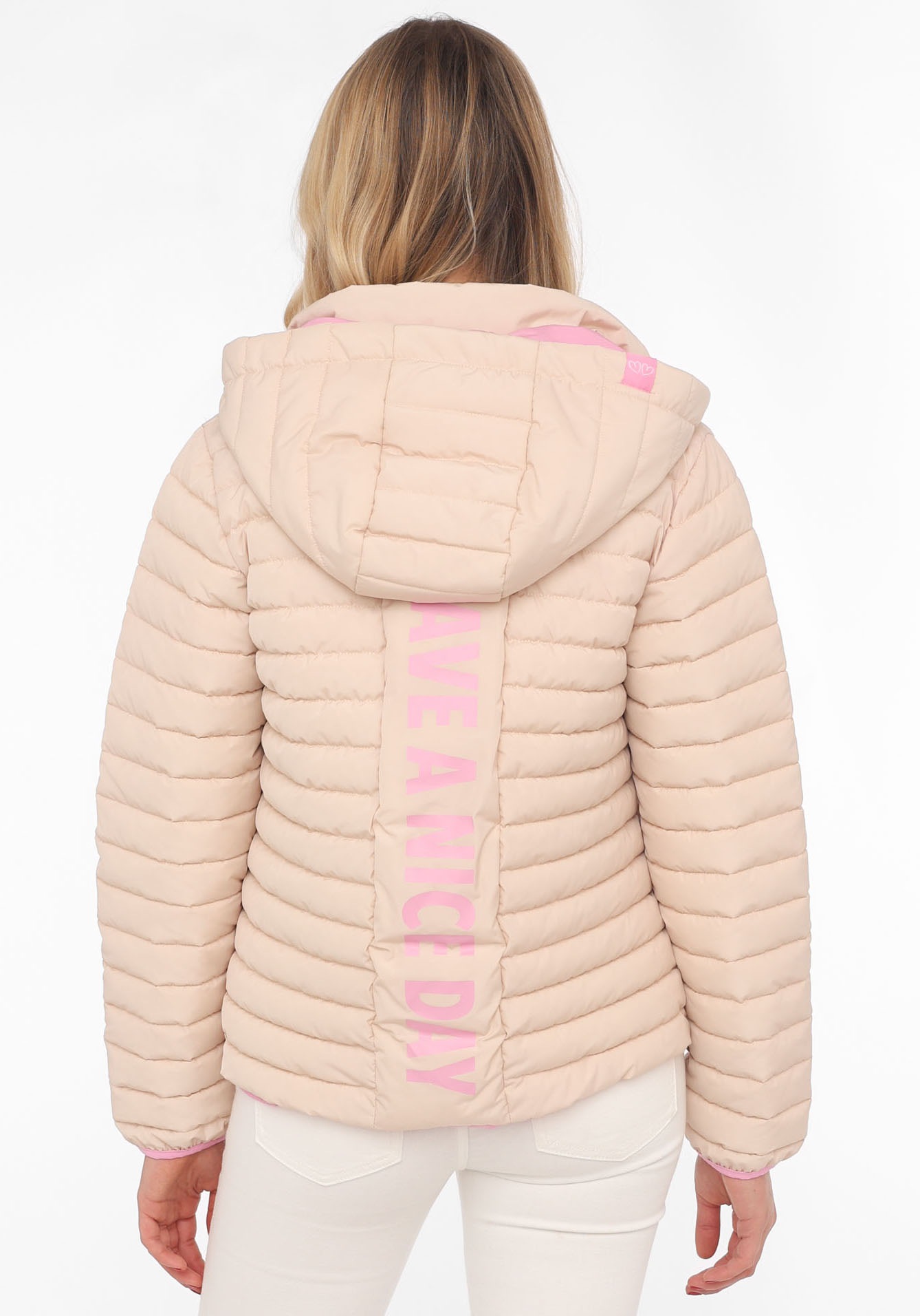 Zwillingsherz Steppjacke mitKapuze abnehmbarer Kapuze, Print hinten, wärmen günstig online kaufen