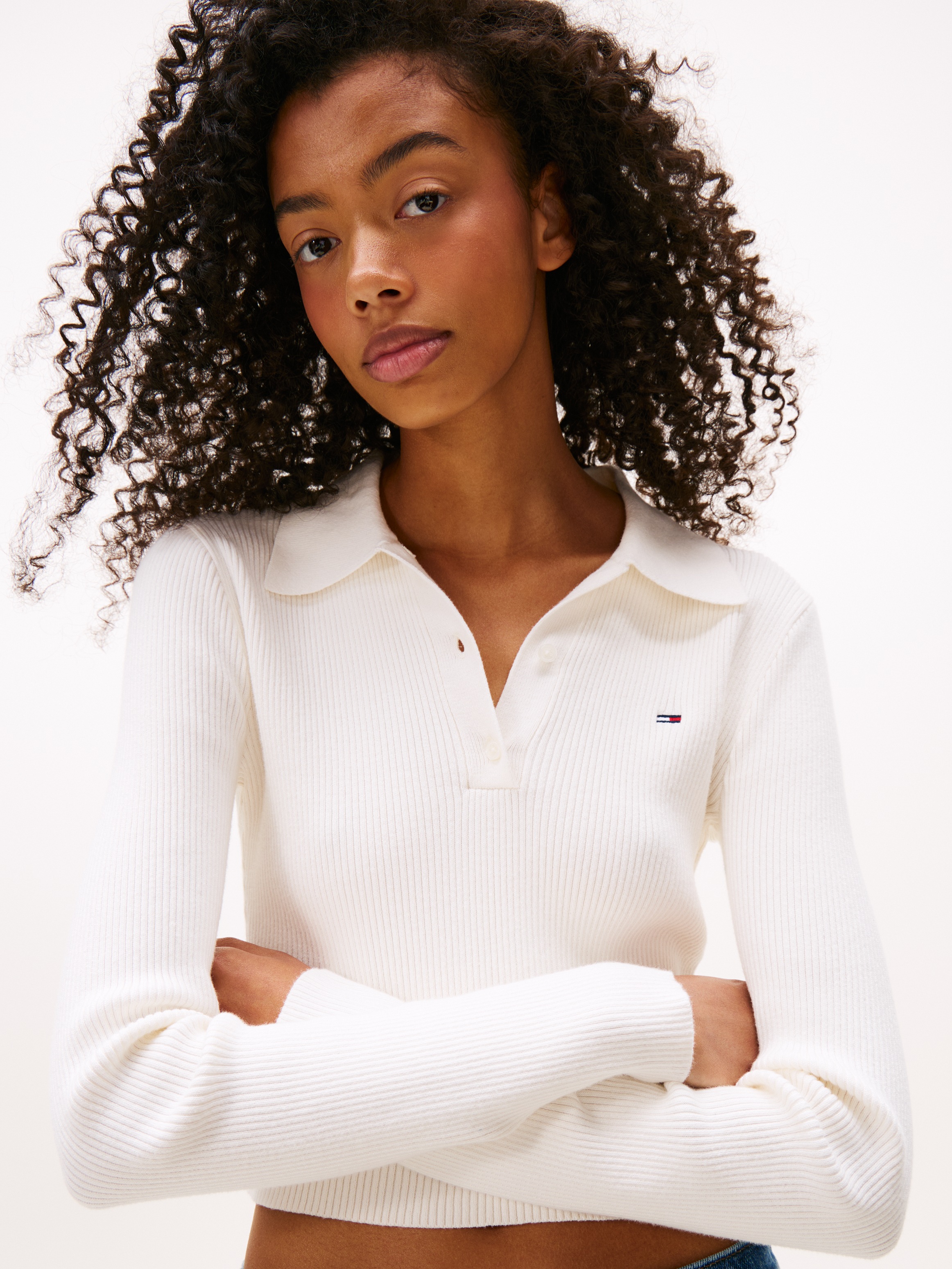 Tommy Jeans Polokragenpullover "TJW ESSENTIAL POLO LS SWEATER" günstig online kaufen