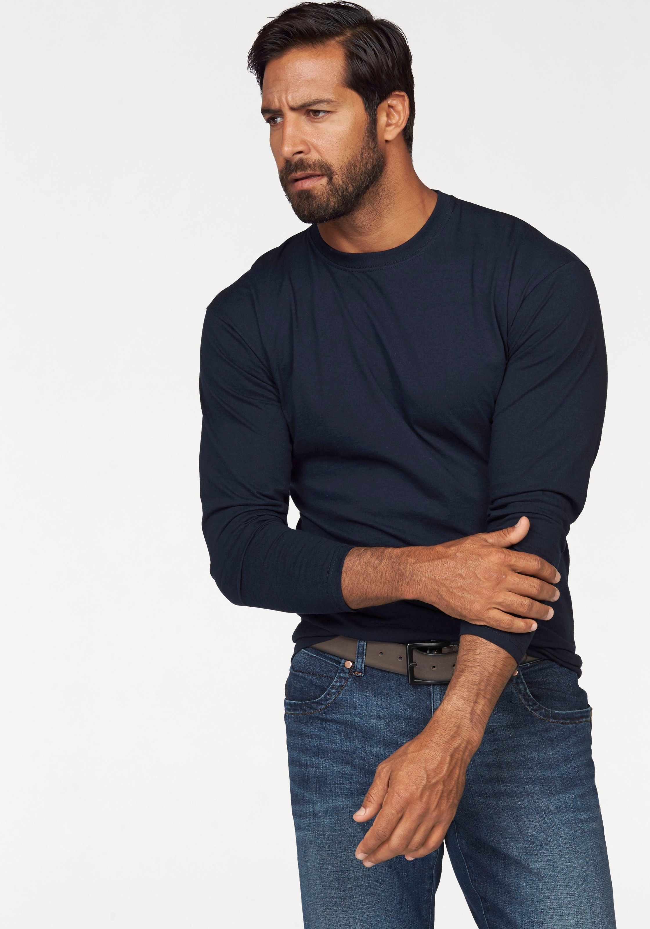 Fruit of the Loom Langarmshirt Packung, 2 Stk. aus reiner Baumwolle, 2-er P günstig online kaufen