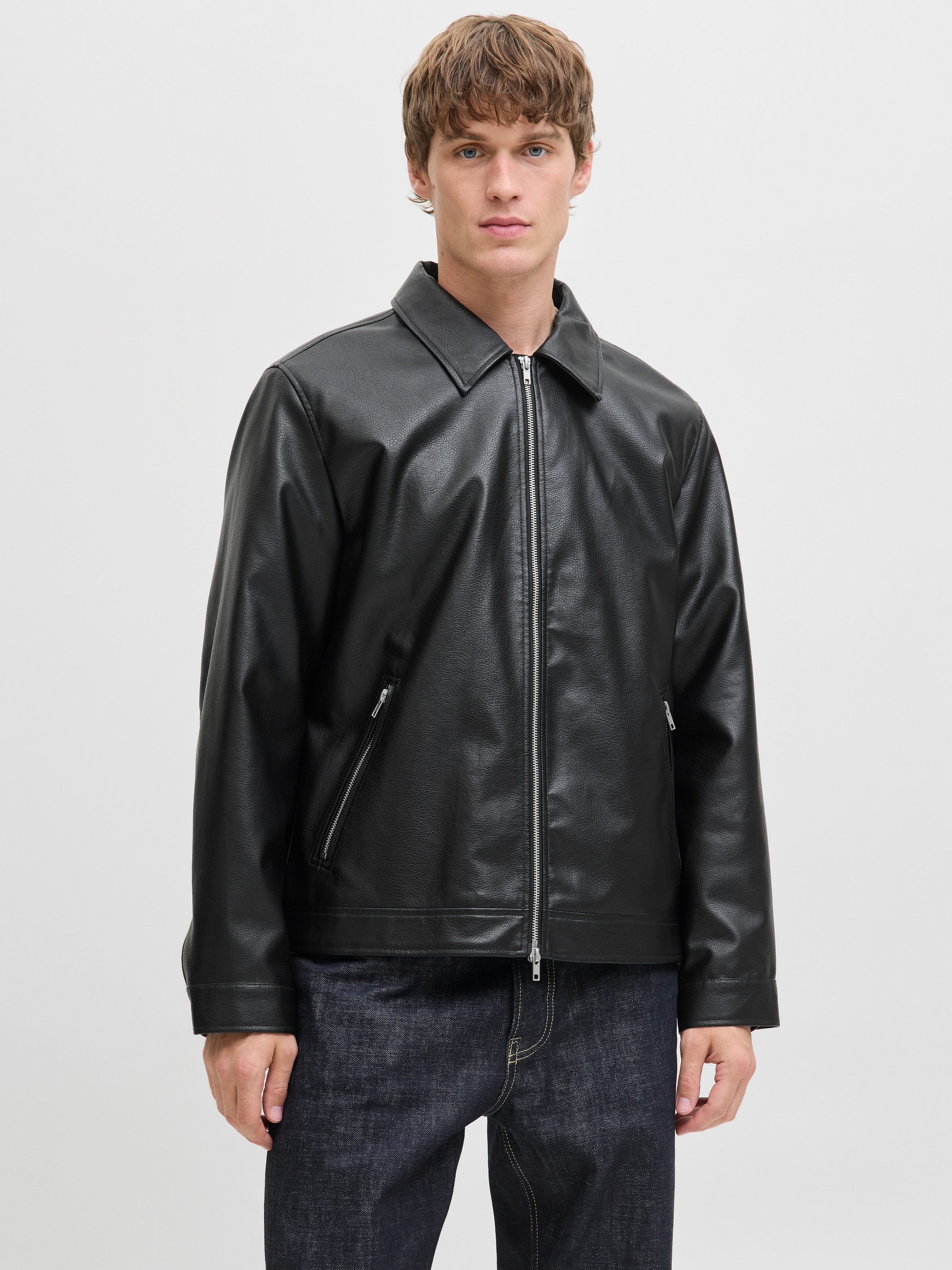 Jack & Jones Bikerjacke "JJECASABLANCA PU JACKET NOOS", ohne Kapuze, mit Fr günstig online kaufen