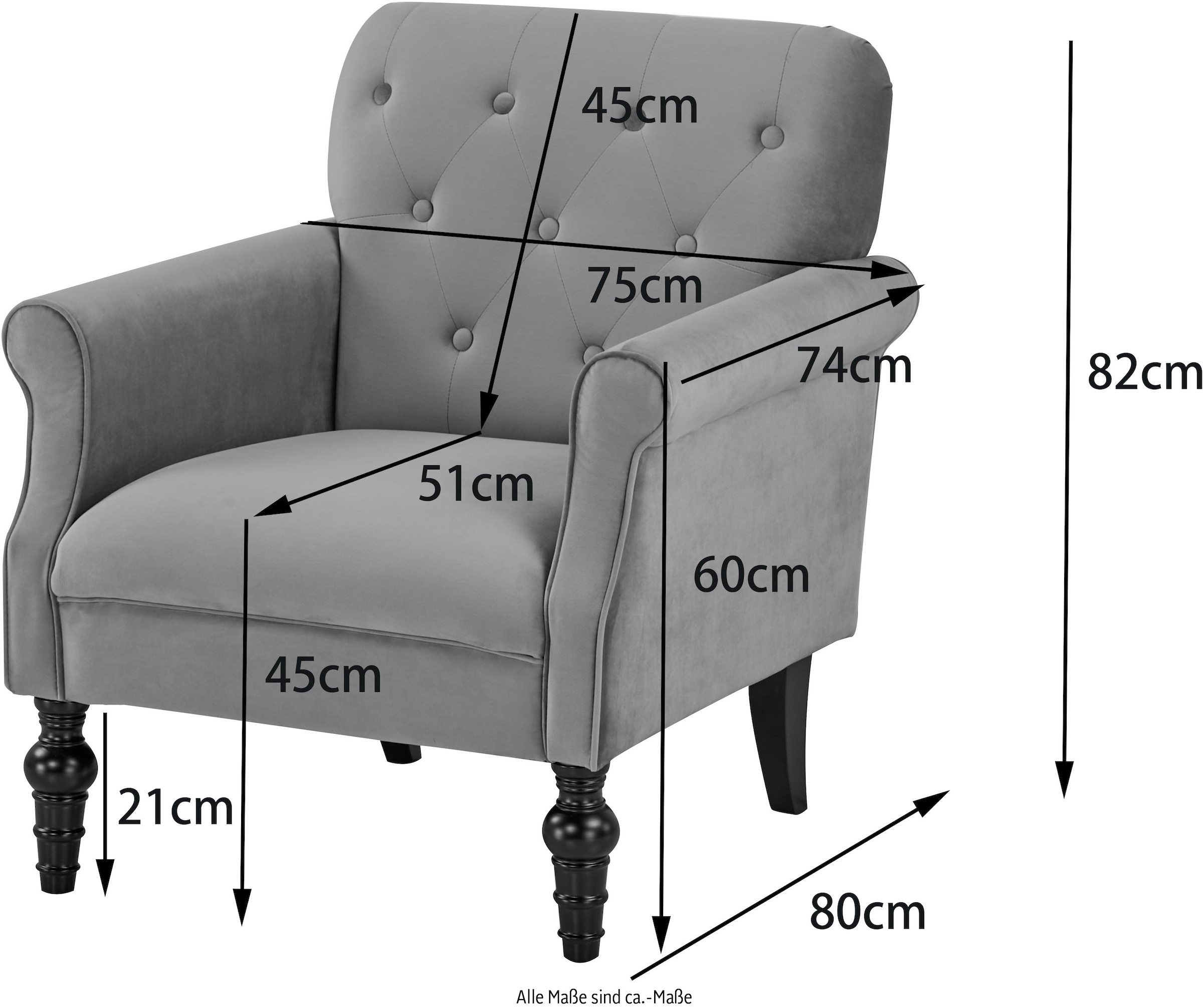 Home affaire Sessel »RANNA, Sessel Wohnzimmer in Chesterfield-Optik«, mit Knopf-Steppung, in Samt und Webstoff