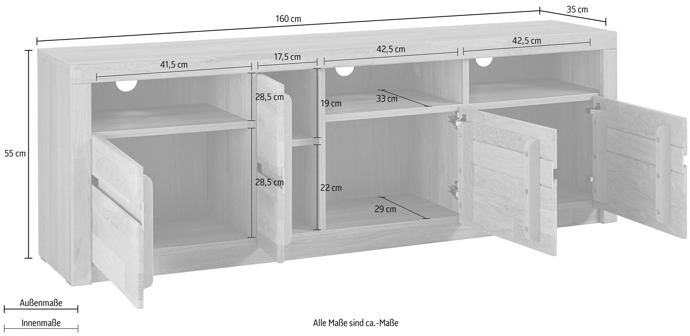 Home affaire Lowboard »Silkeborg«, Breite 160 cm