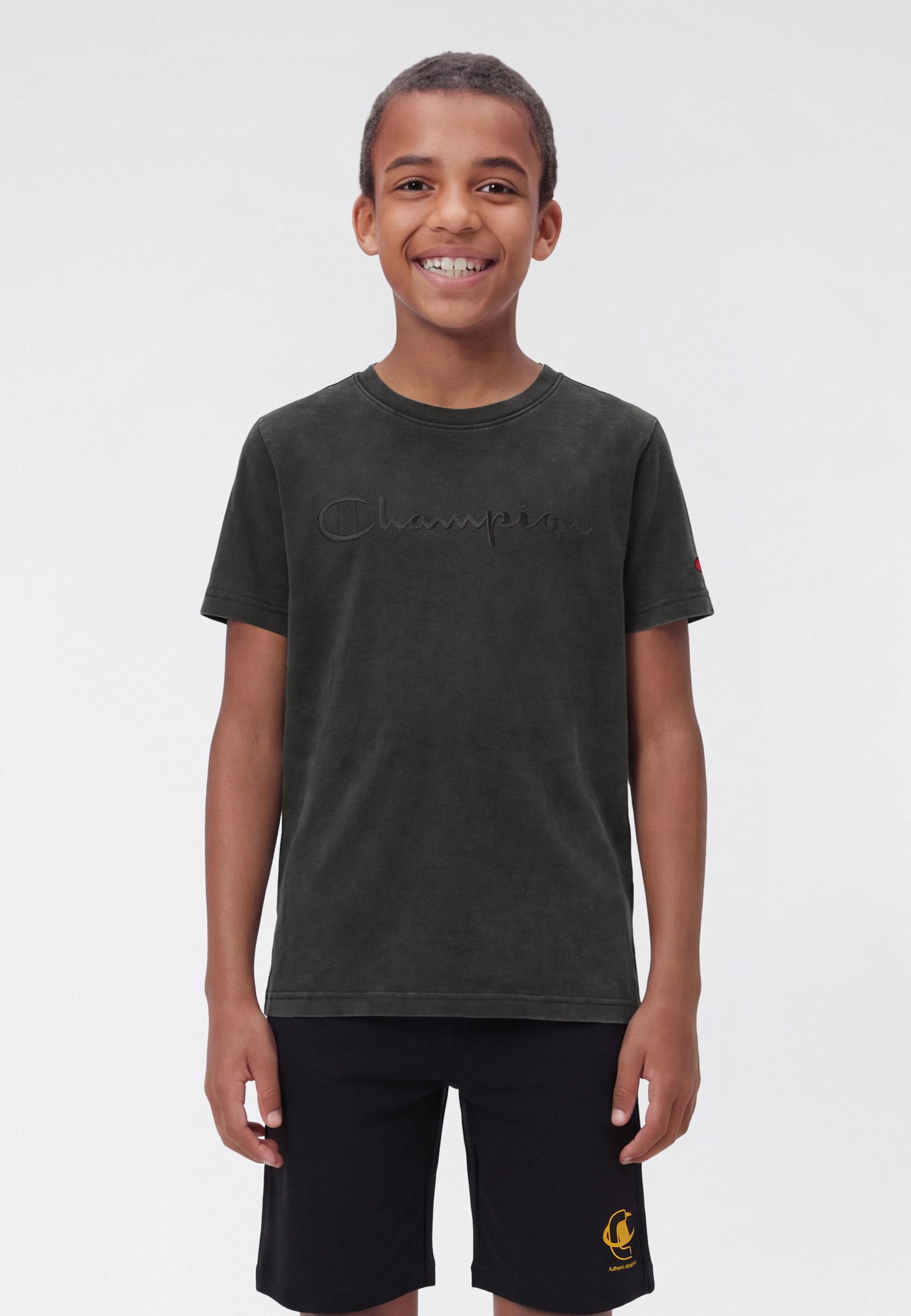 Champion T-Shirt "ICONS TONAL Crewneck T-Shirt with Large Logo" mit großem Logo, Kurzarm, aus Baumwolle