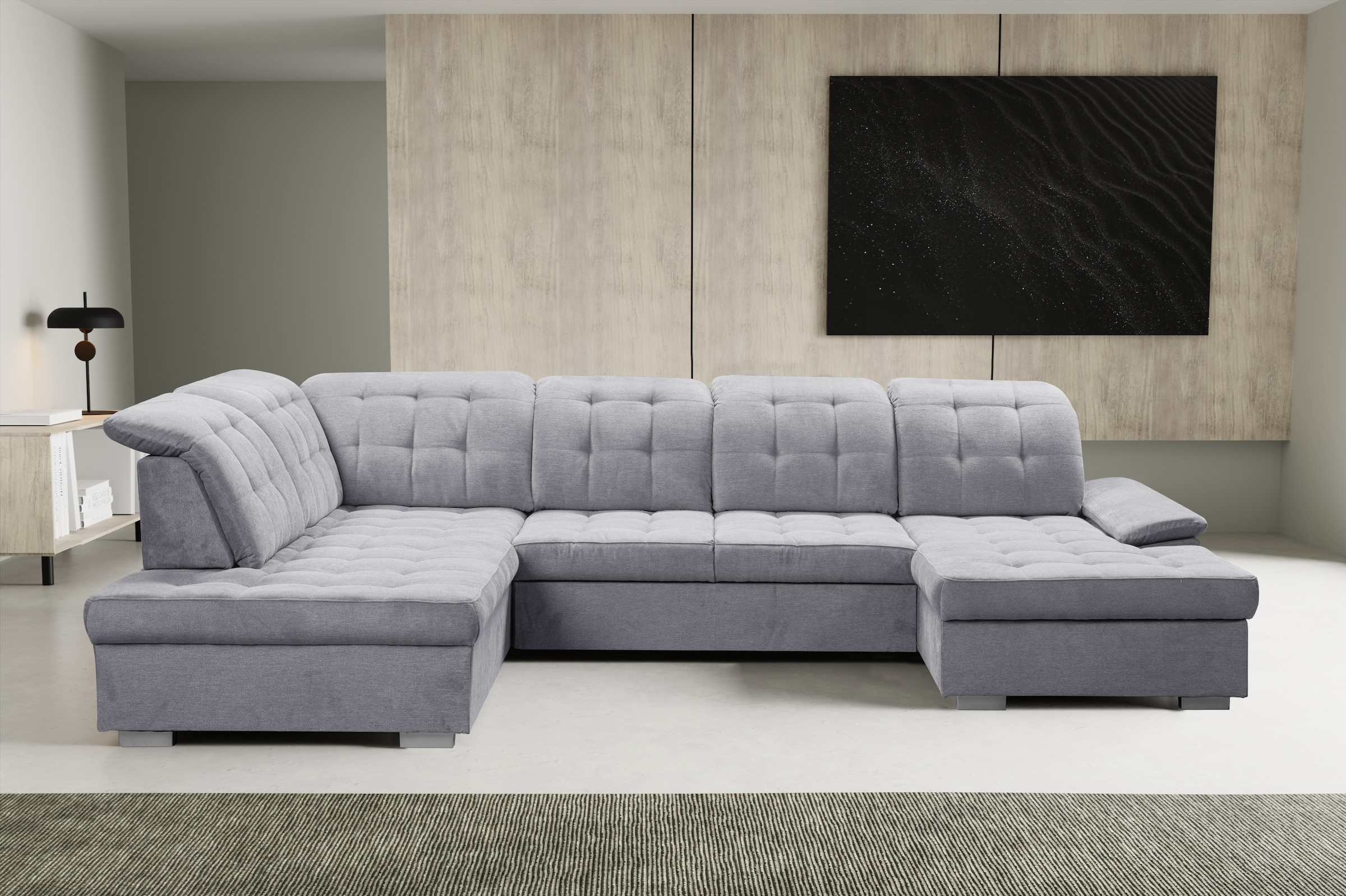 WERK2 Wohnlandschaft »Kordula-New U-Form«, Sofa in U-Form mit Schlaffunktion & Bettkasten, Schlafcouch