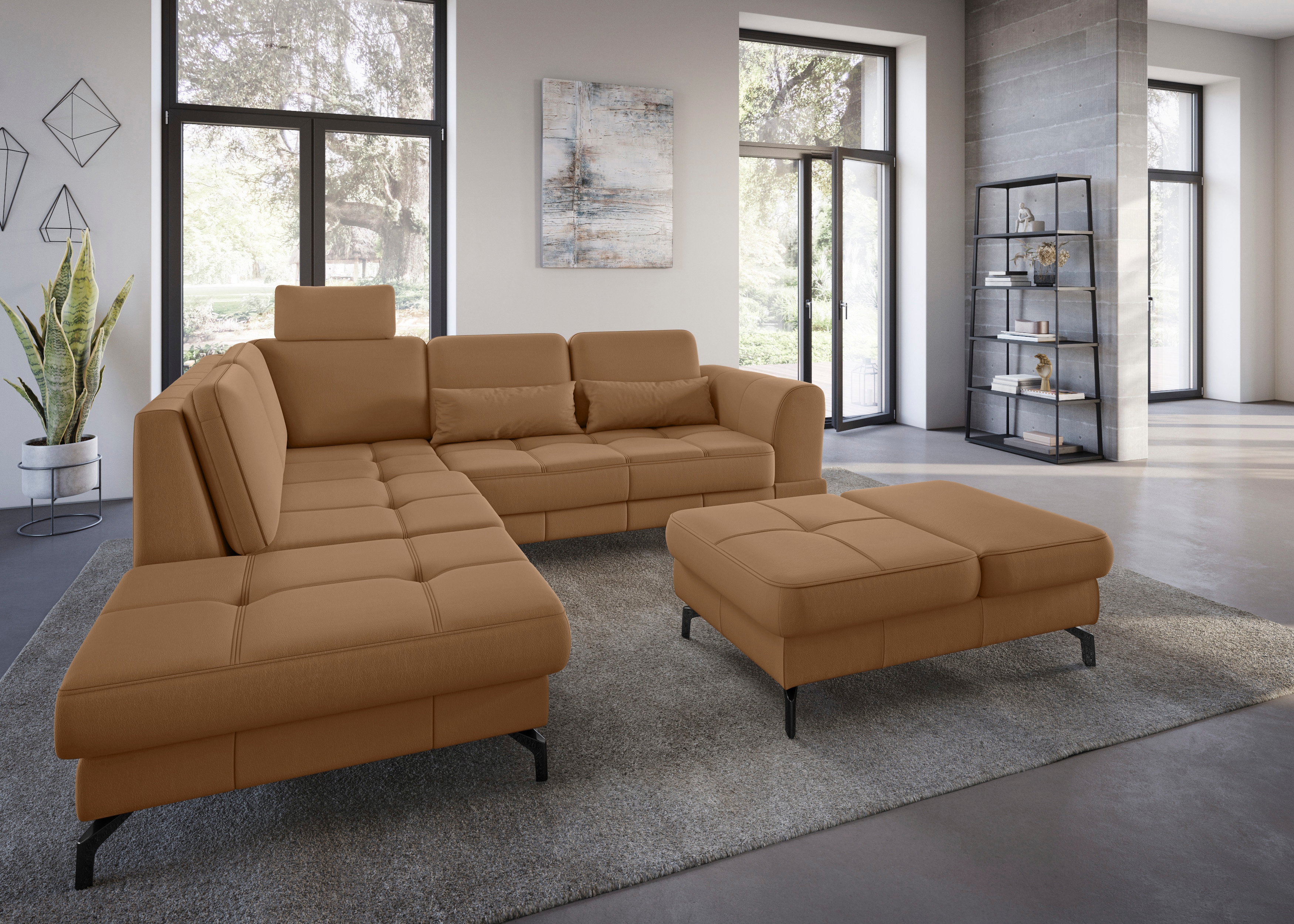 sit&more Ecksofa "Bendigo L-Form" inklusive Sitztiefenverstellung, Bodenfreiheit 12 cm, in 2 Fußfarben