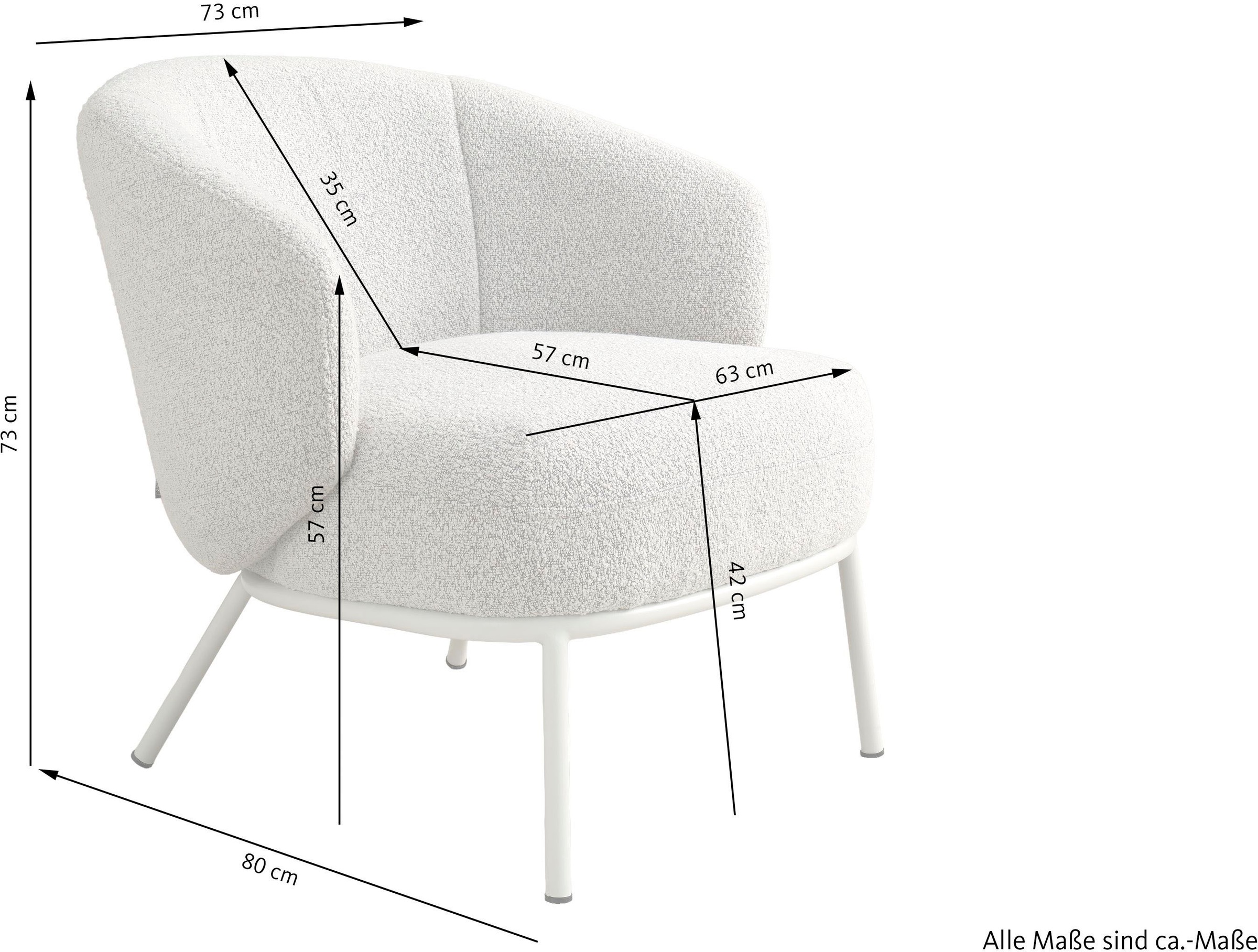 SCHÖNER WOHNEN-Kollektion Loungesessel »SELVIK« 1 Stk. tlg. mit Taschenfederkern, Bezug Bouclé, Untergestell pulverbeschichtet