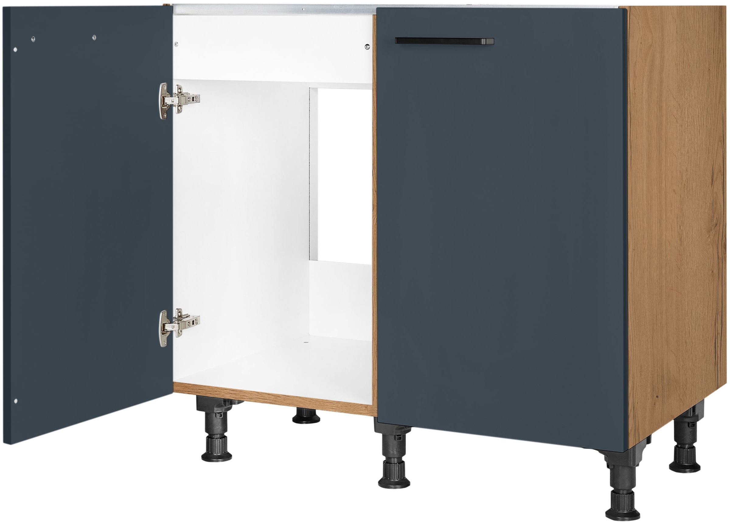 nobilia® Spülenschrank »"Easytouch", vormontiert, mit höhenverstellbaren Sockelfüßen,«, Breite 90 cm