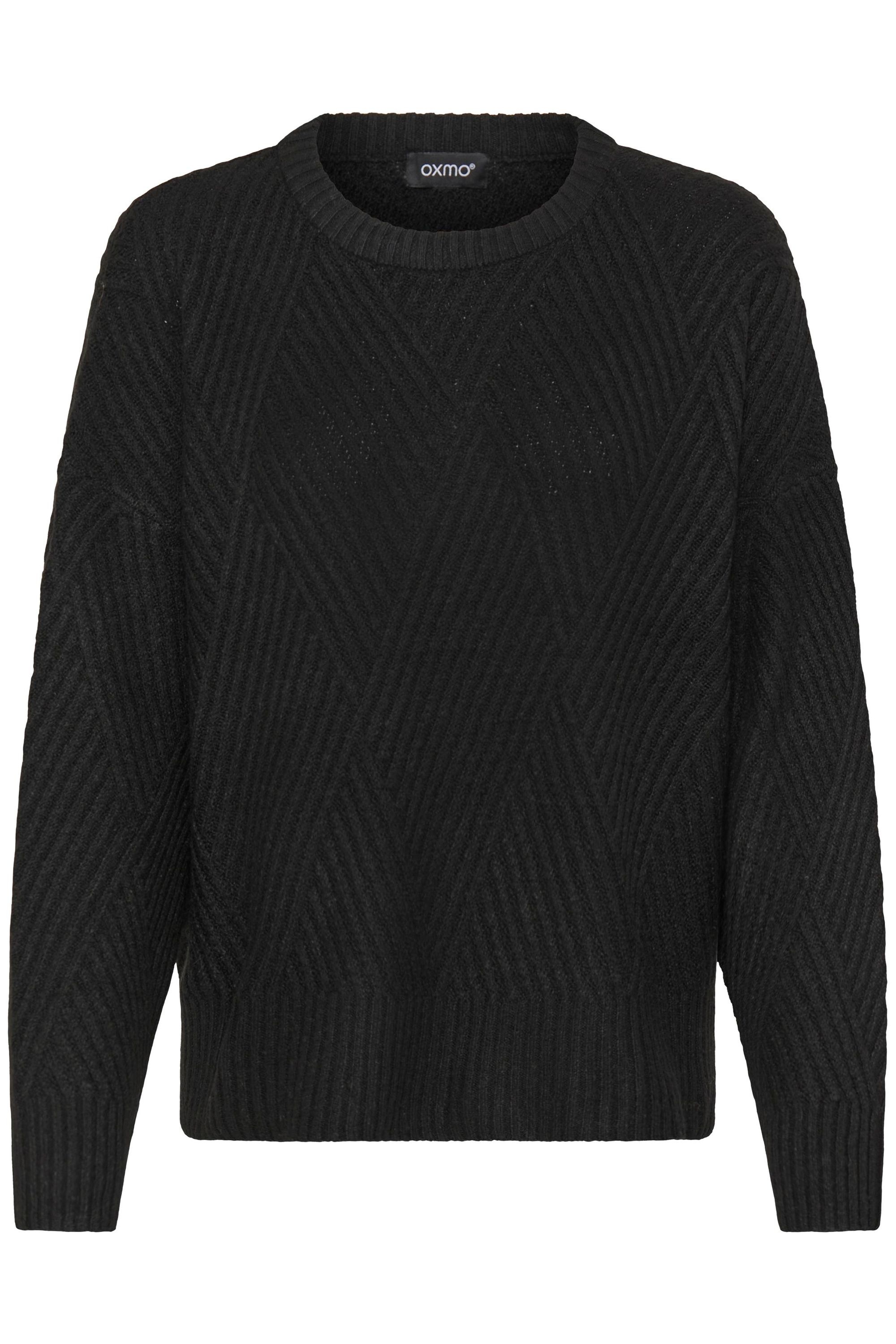 Strickfleece-Pullover OXMO "Strickpullover OXIBOMMA", Damen, Gr. L, schwarz, Obermaterial: 93% Polyester PES. 5% Wolle mw. 2% Elasthan EL., Pullover