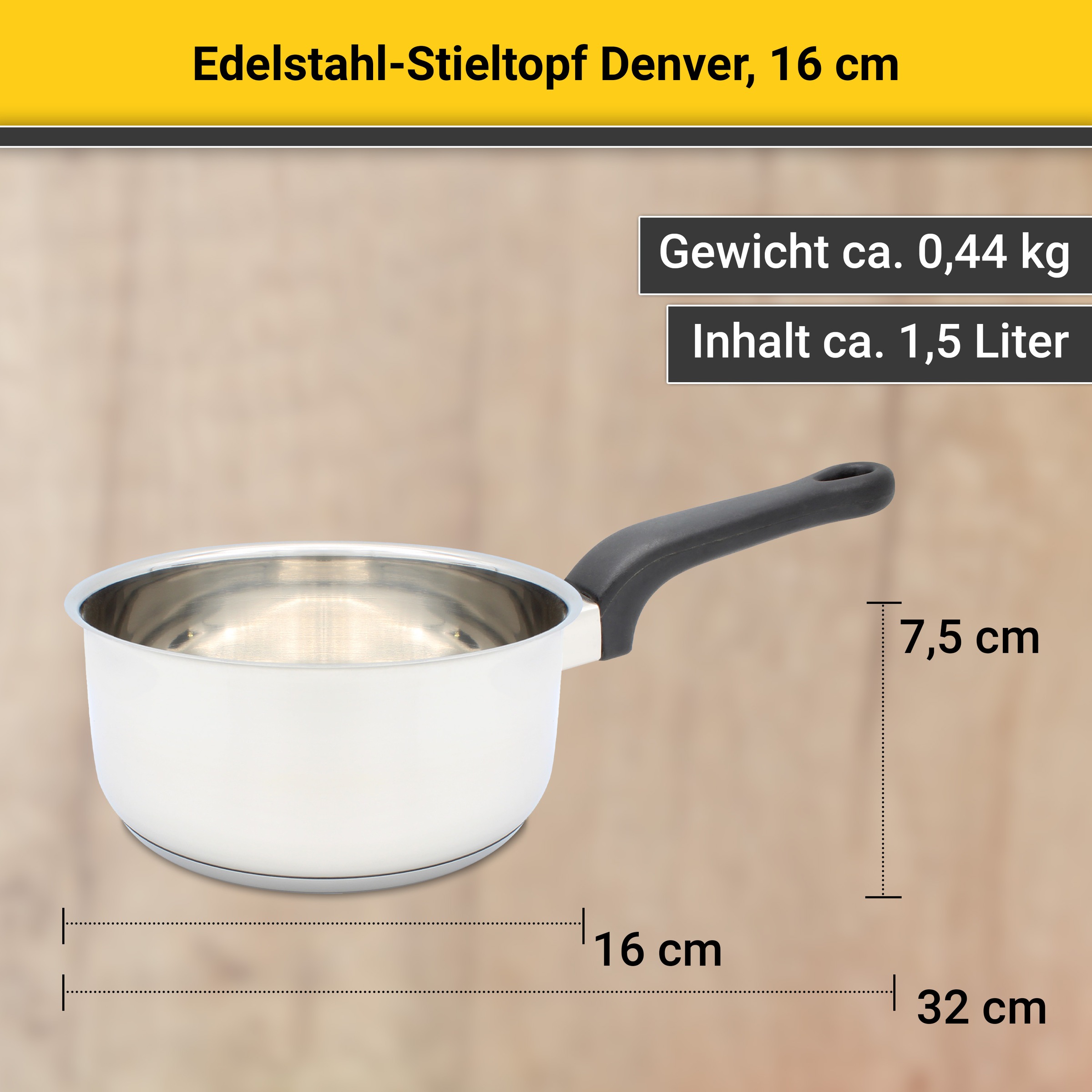 Krüger Kasserolle »Denver« Edelstahl 1 Stk. tlg. Ø 16 cm, Induktion