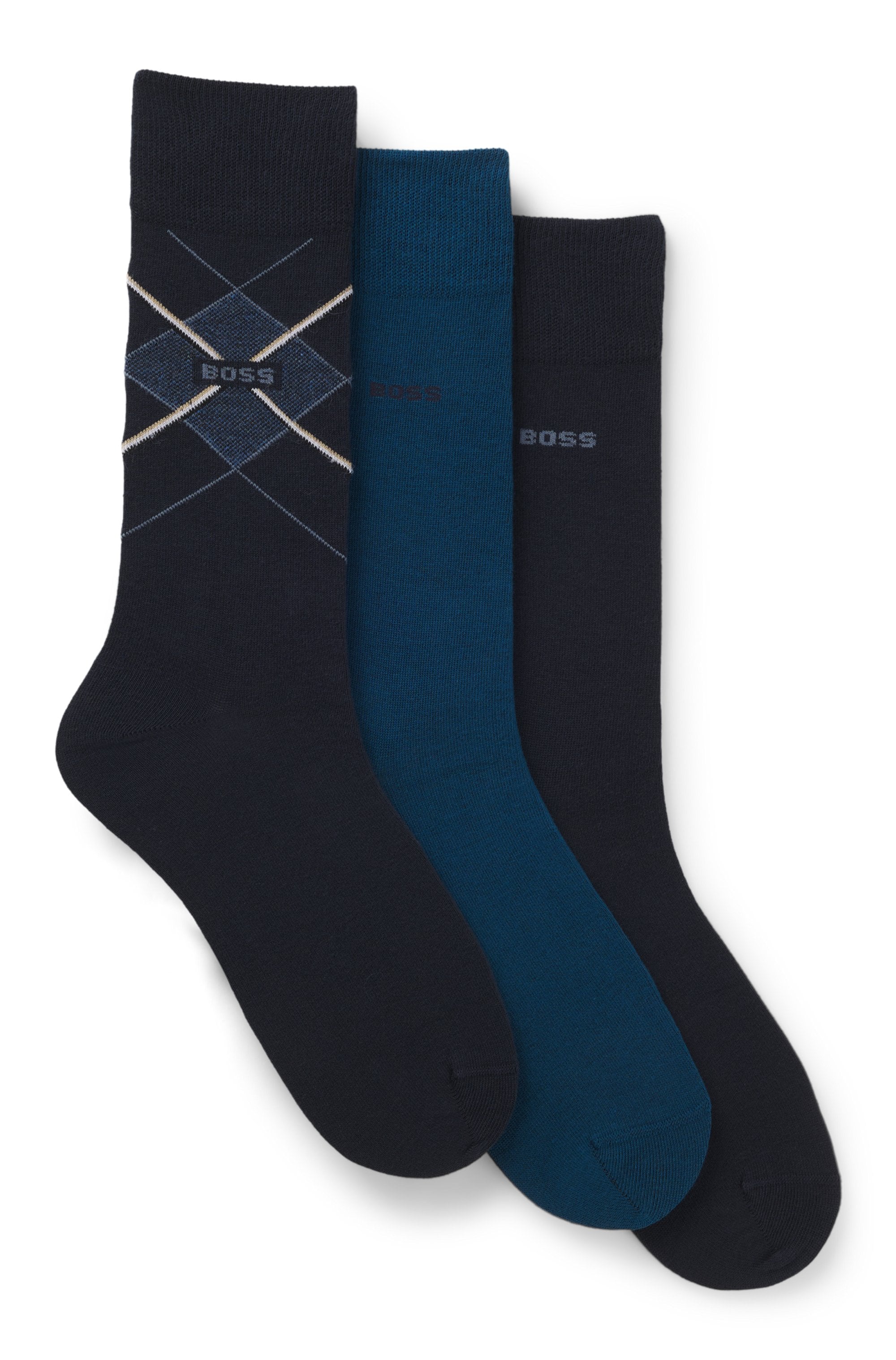 BOSS Socken "3PRSGiftset ArgyleCC" 3 Paar tlg. Geschenk-Set, Baumwoll-Mix