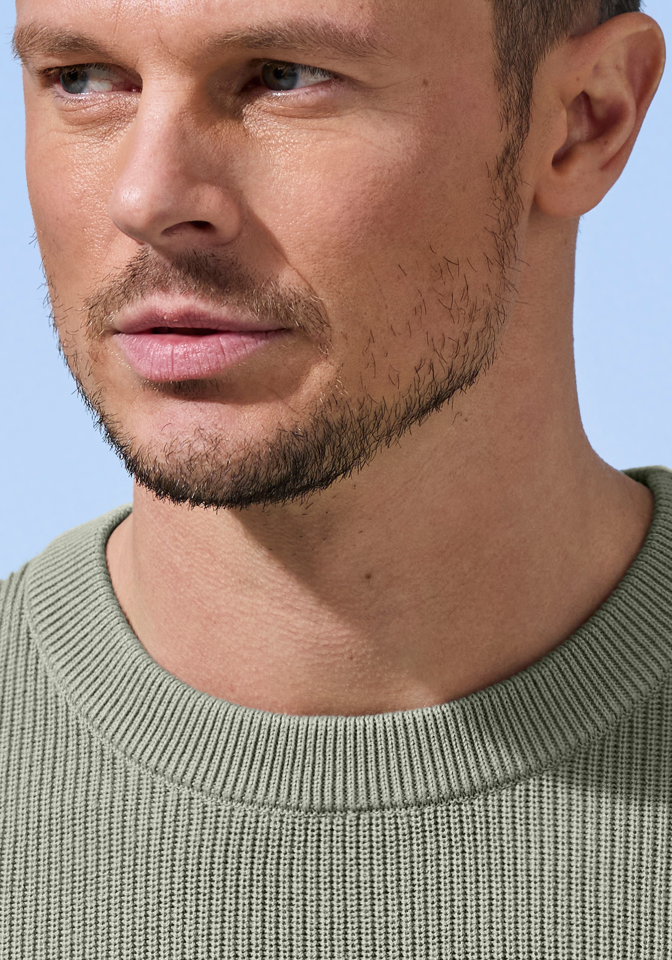 Strickpullover JOHN DEVIN "bis Größe 5XL", Herren, Gr. M (48/50), grün (salbei), Strick, Obermaterial: 50% Baumwolle, 50% Polyacryl, unifarben, regular fit normal, Rundhals, Strickbündchen, Pullover Strickpullover, Pullover in modischen Farben aus Baumwol 3