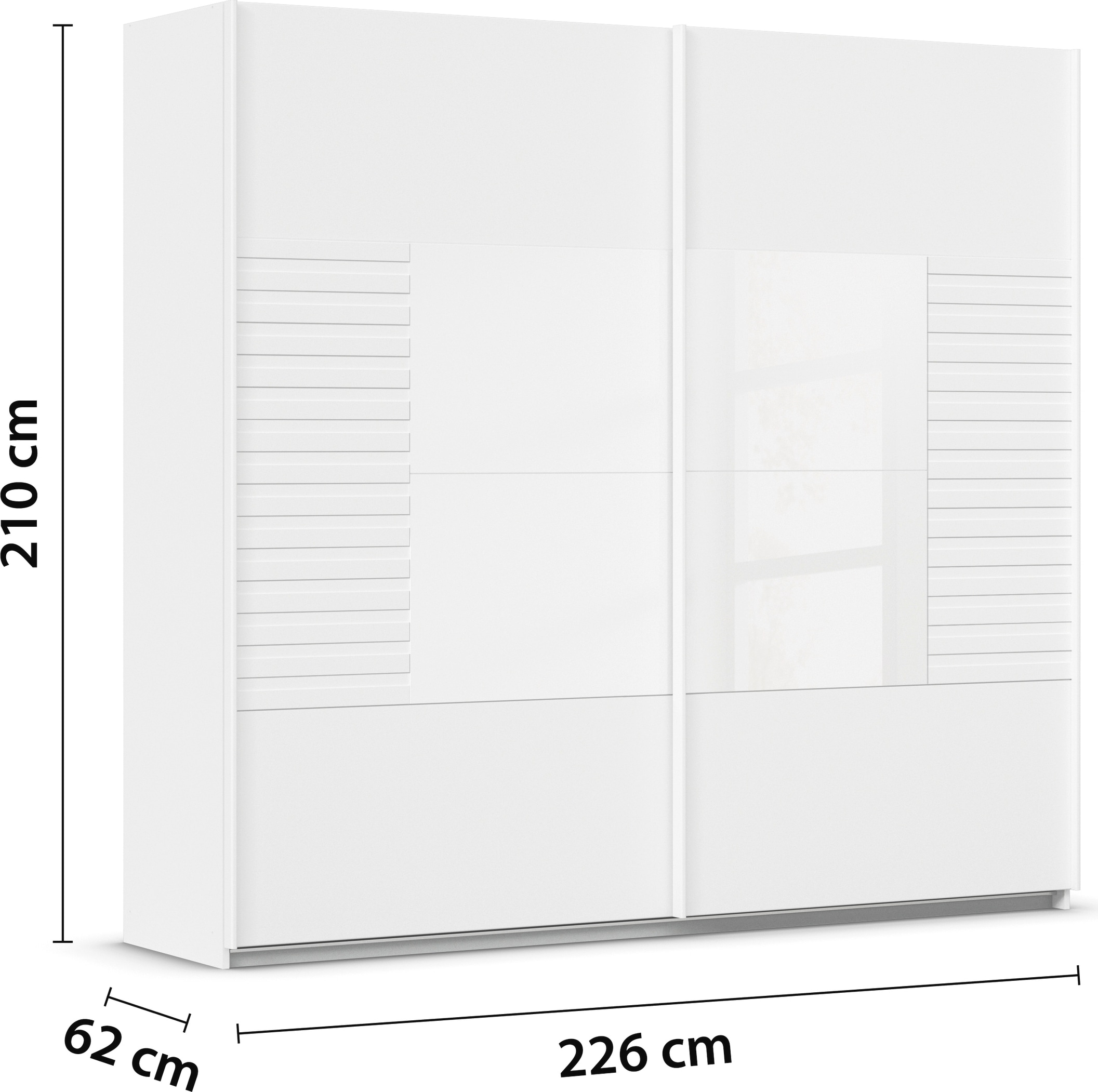 rauch Schwebetürenschrank »Kleiderschrank Schrank Garderobe Schlafzimmerschrank RUGA«, Auflagen in moderner Lamellen-Optik, mit Glasauflagen MADE IN GERMANY