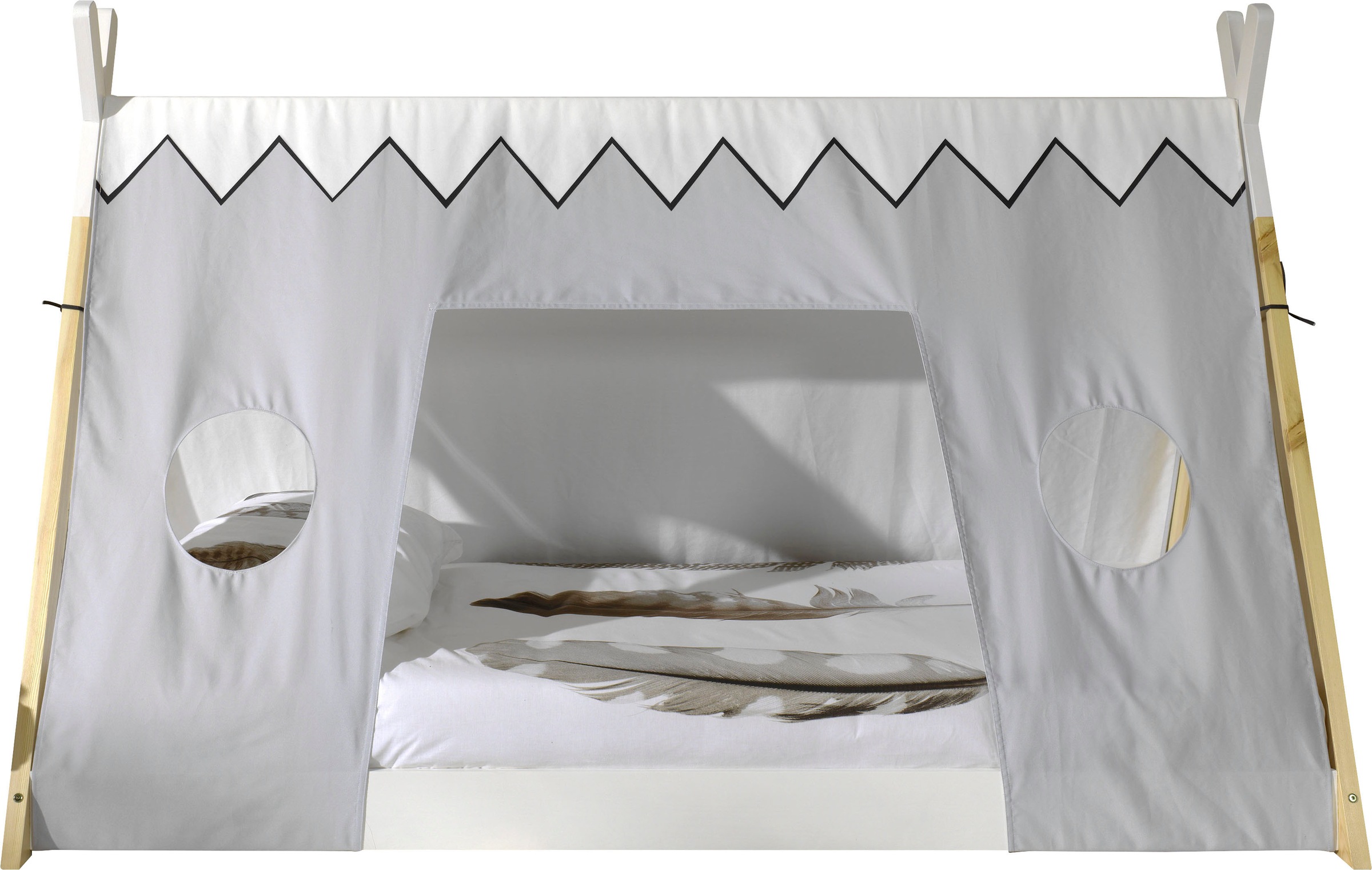 Thumbnail - Vipack Kinderbett "TIPI, Kiefer massiv, 2-farbig lackiert, mit Rolllattenrost", (B/H/T ca. 206x134,5x105,5cm, mit Textil...