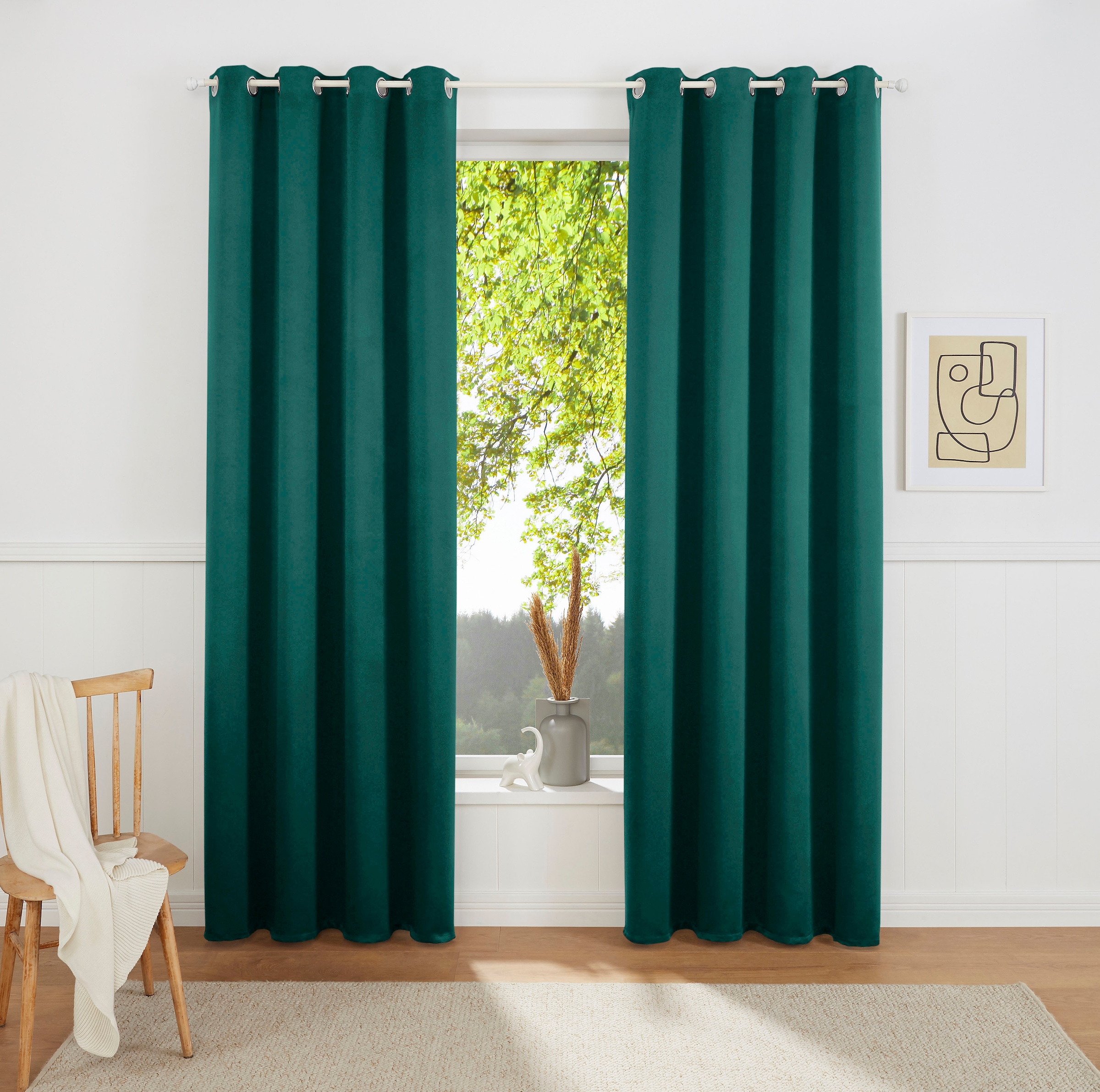 my home Gardine "SOLA" Ösen 2 Stk. tlg. Schal einfarbig, Verdunkelung, 1er günstig online kaufen