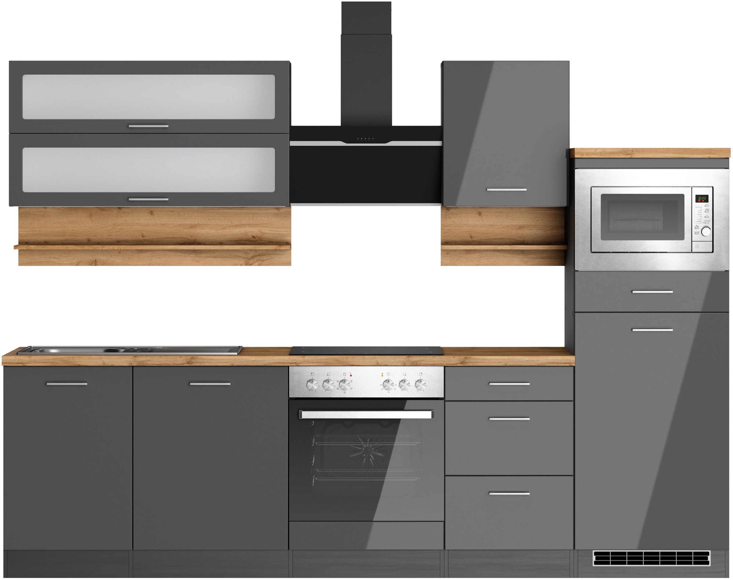 KOCHSTATION Küchenzeile "KS-Milan", 280 cm breit, robuste Metallauszüge, vi günstig online kaufen
