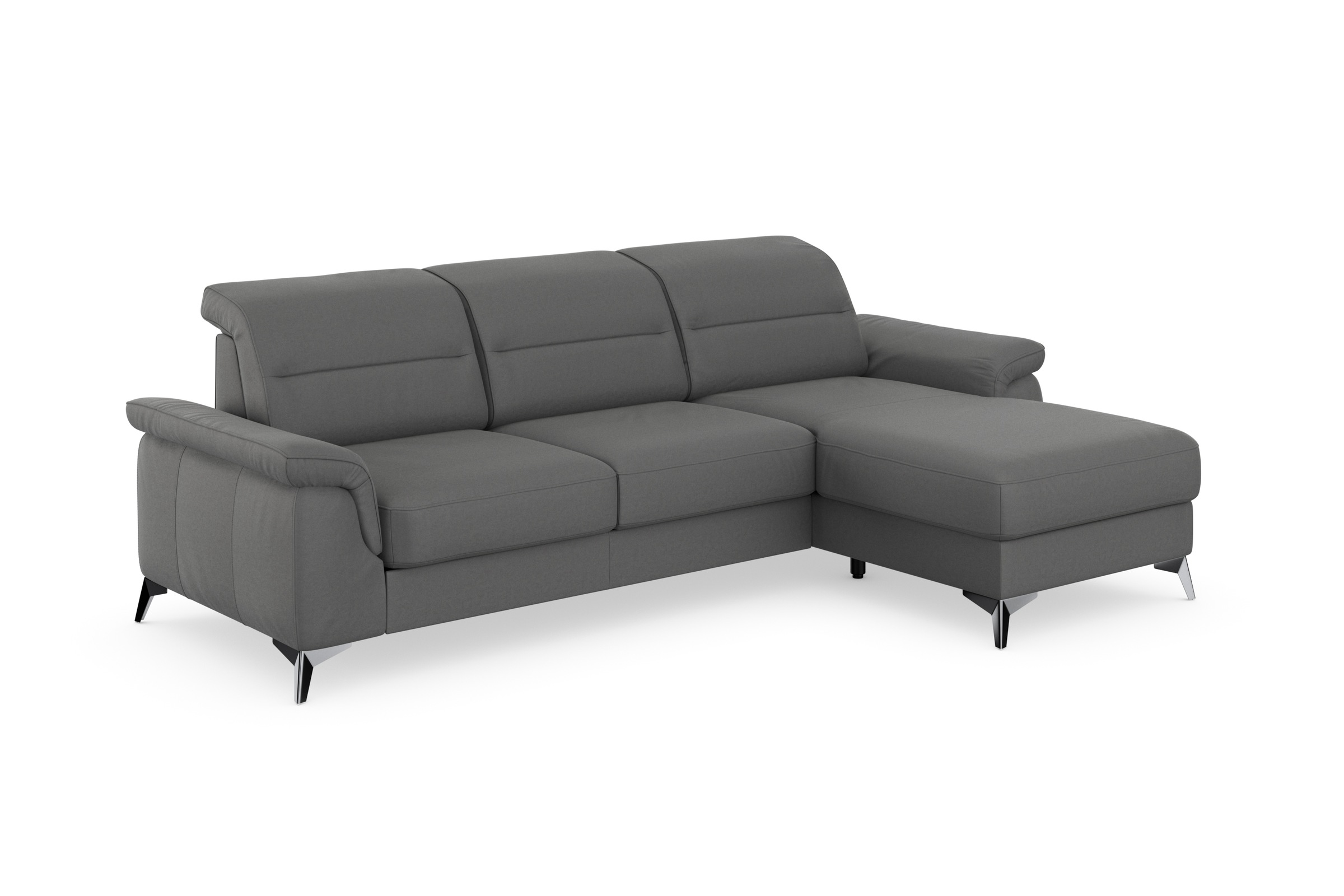 Ecksofa SIT & MORE "Sinatra L-Form", grau (steel), B:258cm H:85cm T:170cm, 100% Polyester, Sofas, Ecksofa, mit Recamiere, optinal mit Kopfteilverstellung und Armteilfunktion 8